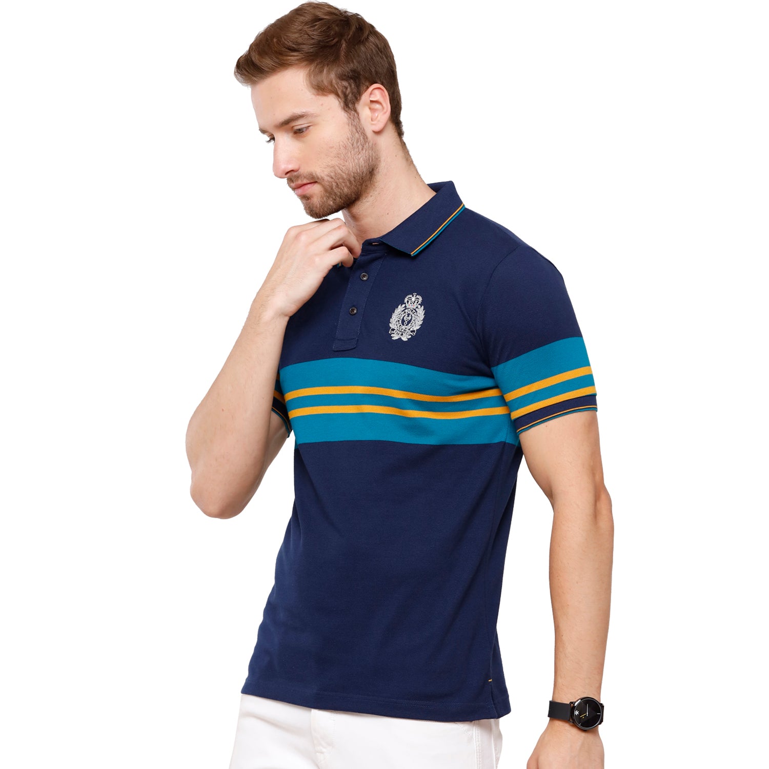 Classic Polo Mens Stripped Half Sleeve Slim Fit Polo Neck T-Shirt (VTA - 181 A SF P) T-shirt Classic Polo 