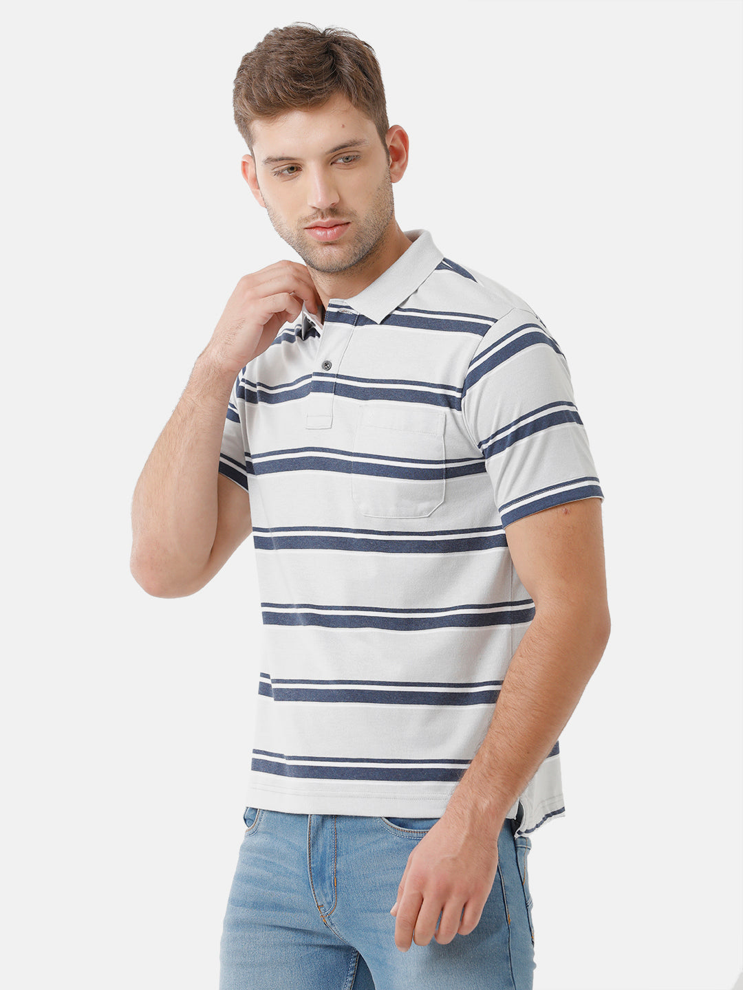 Classic Polo Mens Cotton Half Sleeve Striped Authentic Fit Polo Neck Multicolor T-Shirt | M.Flash 22