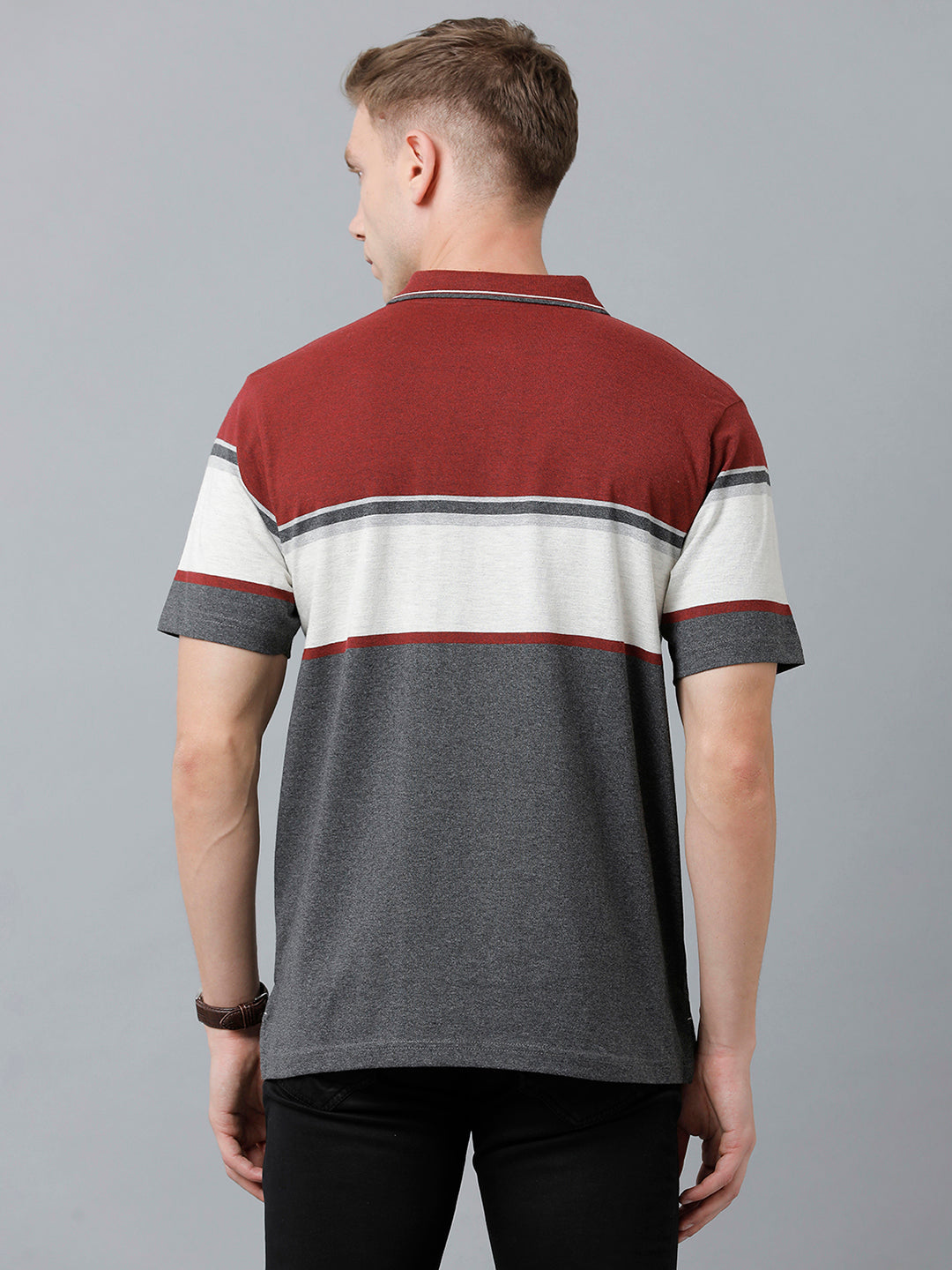 Classic Polo Men's Cotton Blend Half Sleeve Striped Authentic Fit Polo Neck Multicolor Color T-Shirt | Mel - 226 B
