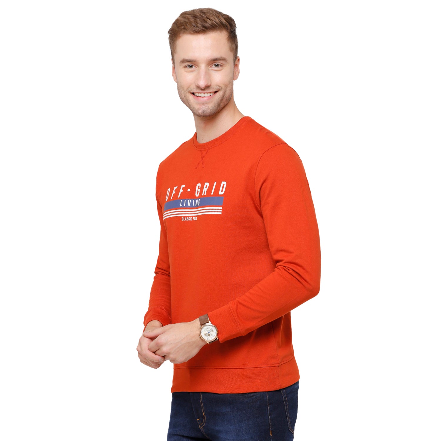 Classic Polo Men's Solid Full Sleeve Red Sweat Shirt - CPSS-312 B Sweat Shirts Classic Polo 