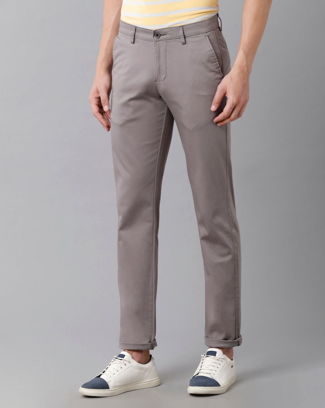 CP BRO Men's Cotton Solid Slim Fit Dark Grey Color Trousers | Tbn2-27 A