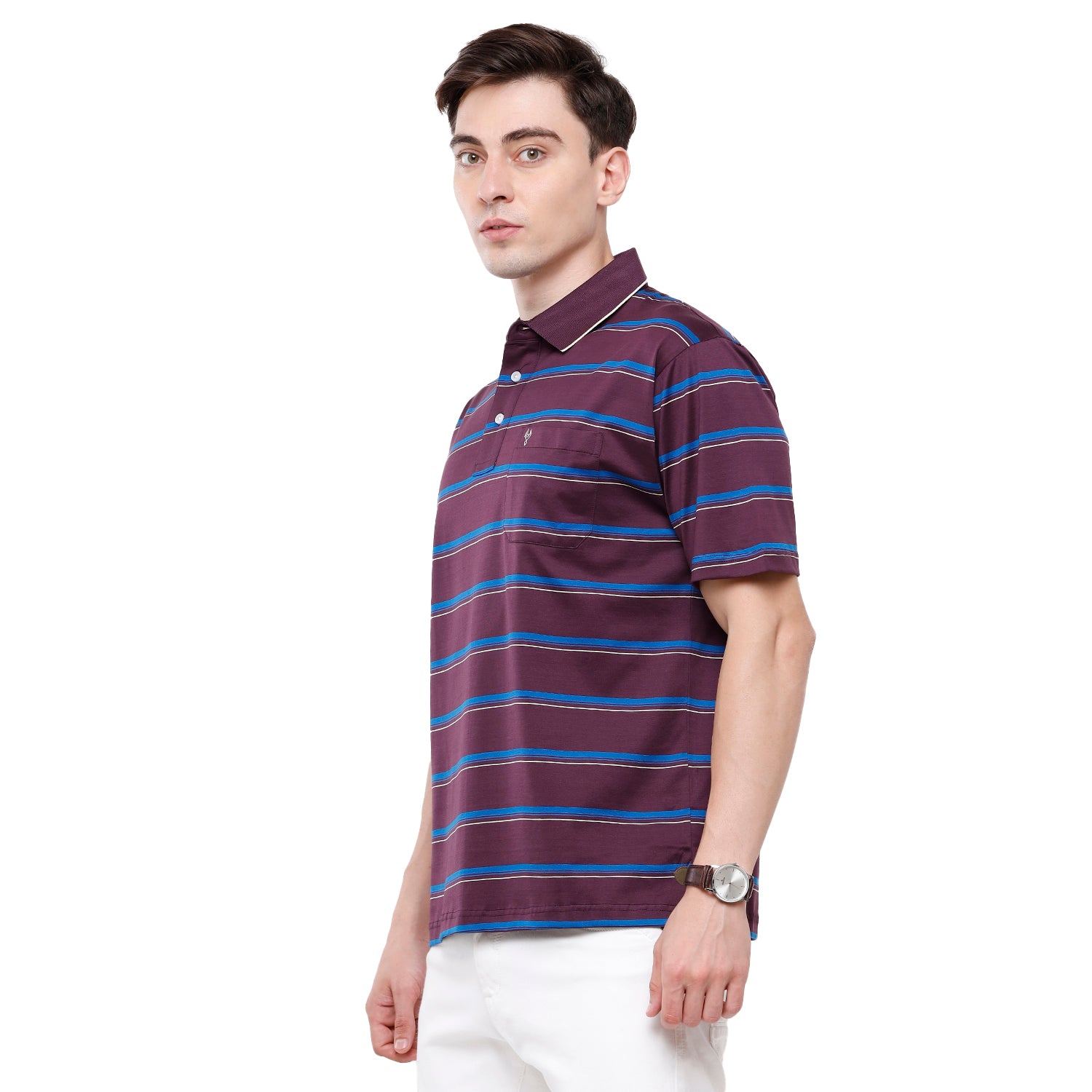 Classic Polo Mens Stripes Half Sleeve Authentic Fit T-Shirt (ULTIMO - 259 B AF P) T-shirt Classic Polo 