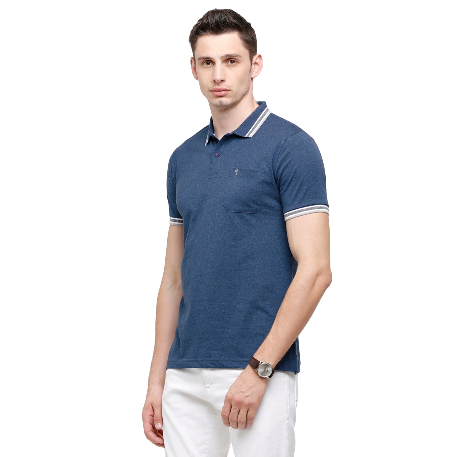 Classic polo Men's Indigo Blue Sporty Polo Half Sleeve Slim Fit T-Shirt ...