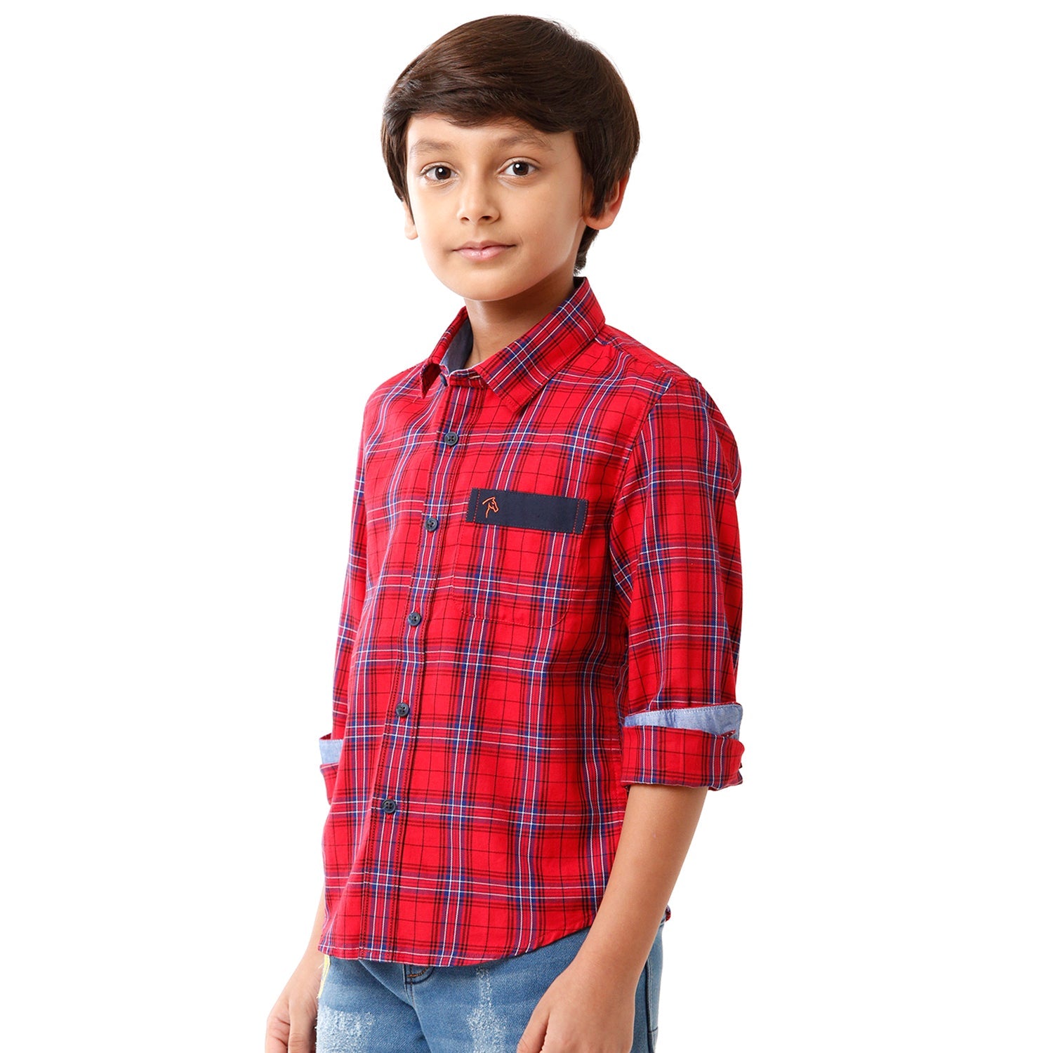 Classic Polo Bro Boys Checked Full Sleeve Slim Fit Red Color Shirt - BBSH S2 28 A Shirts Classic Polo 