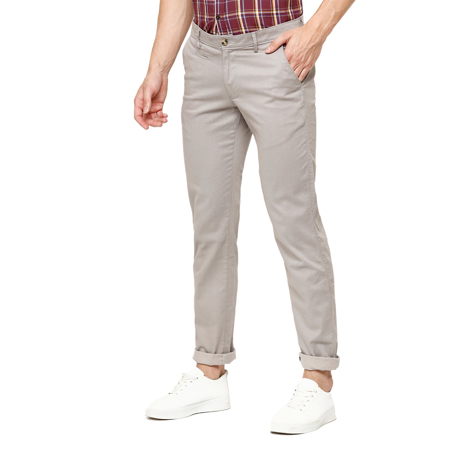 Swiss Club Men's Chisel Fit Grey Solid Cotton Blend Trousers - T-SC-37 C-GRY Swiss Trouser Swiss Club 