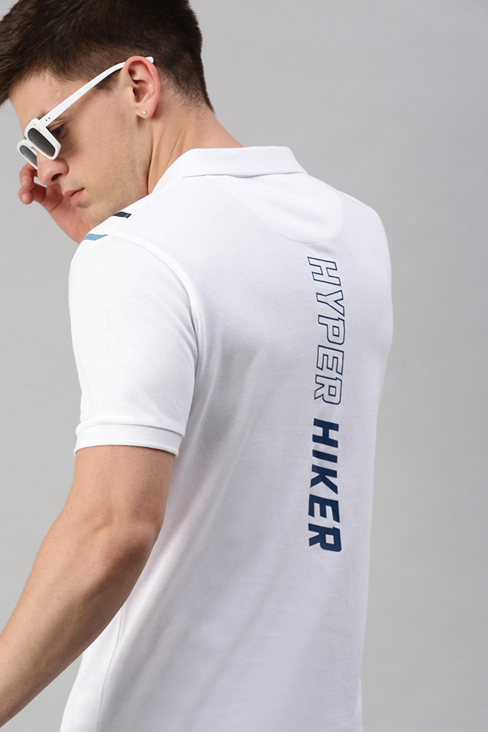 CP BRO Men's Cotton Half Sleeve Printed Slim Fit Polo Neck White Color T-Shirt | Brp - 361 A