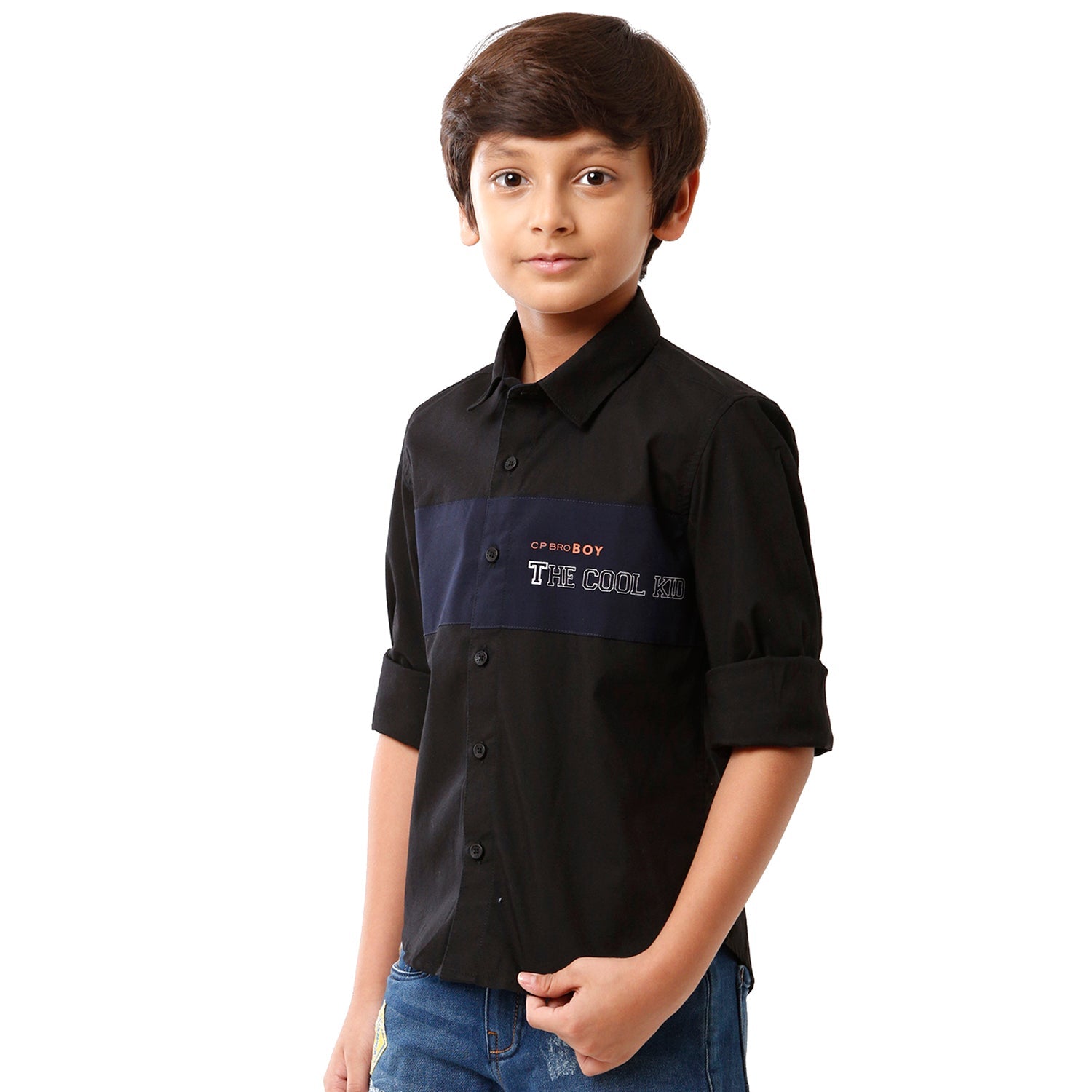 Classic Polo Bro Boys Color Block Full Sleeve Slim Fit Black Color Shirt - BBSH S2 39 K Shirts Classic Polo 