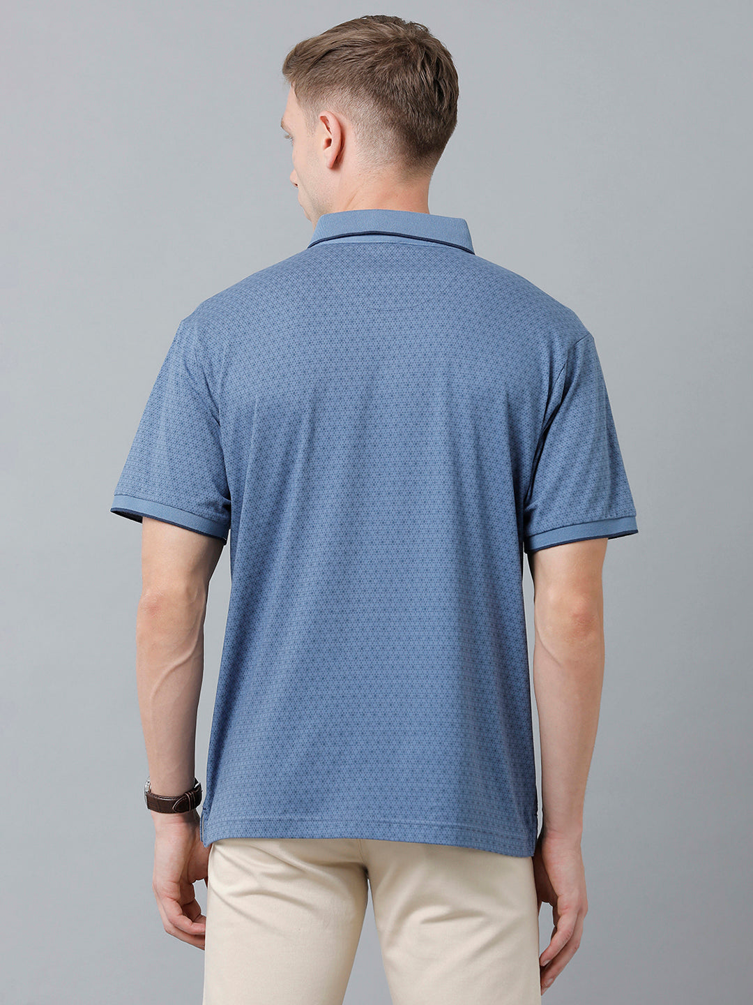 Classic Polo Men's Cotton Half Sleeve Printed Authentic Fit Polo Neck Blue Color T-Shirt | Carve Polo - 08 A