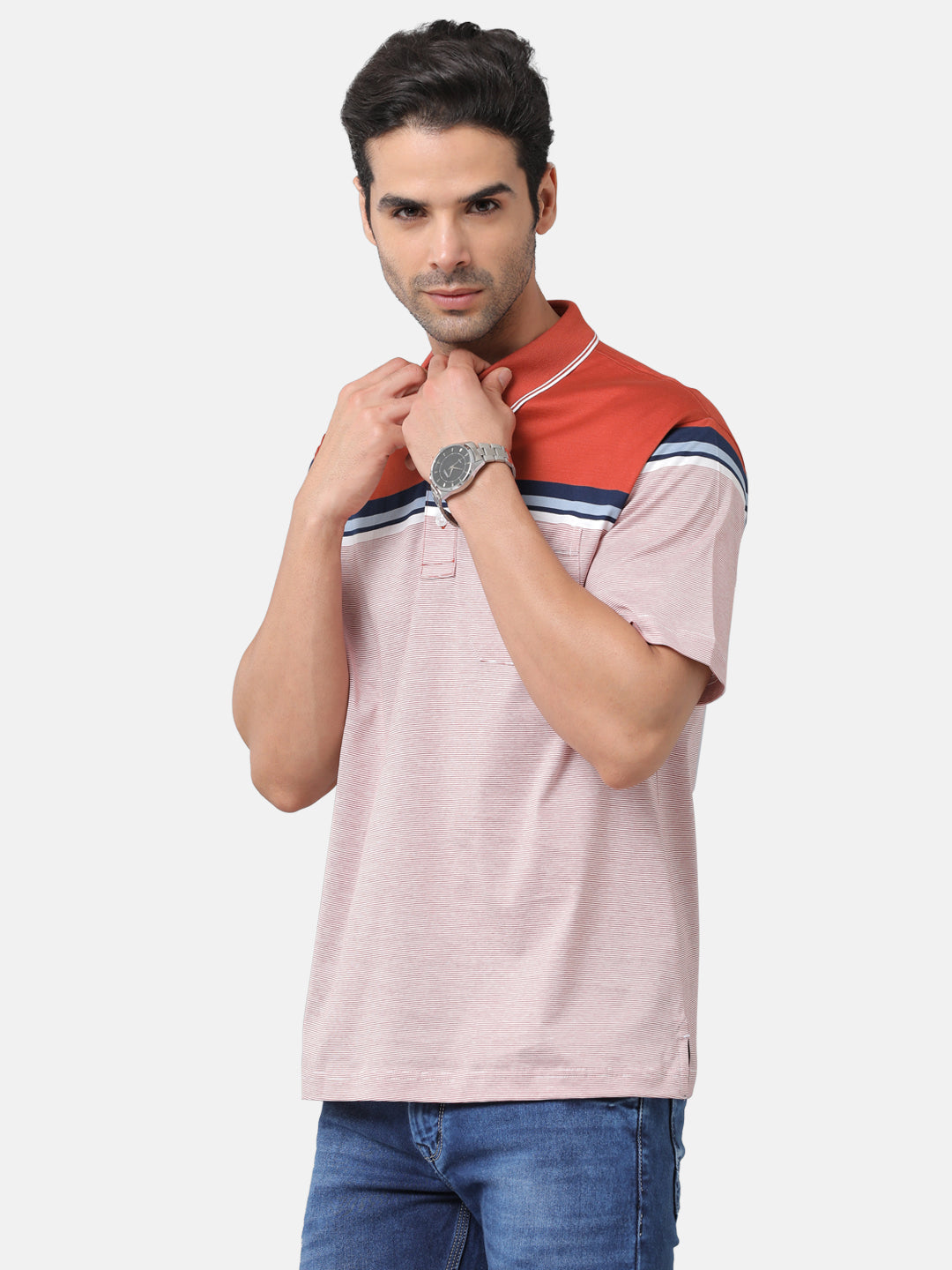 Classic Polo Mens Cotton Striped Authentic Fit Polo Neck Multicolor T-Shirt | Ultimo 274a