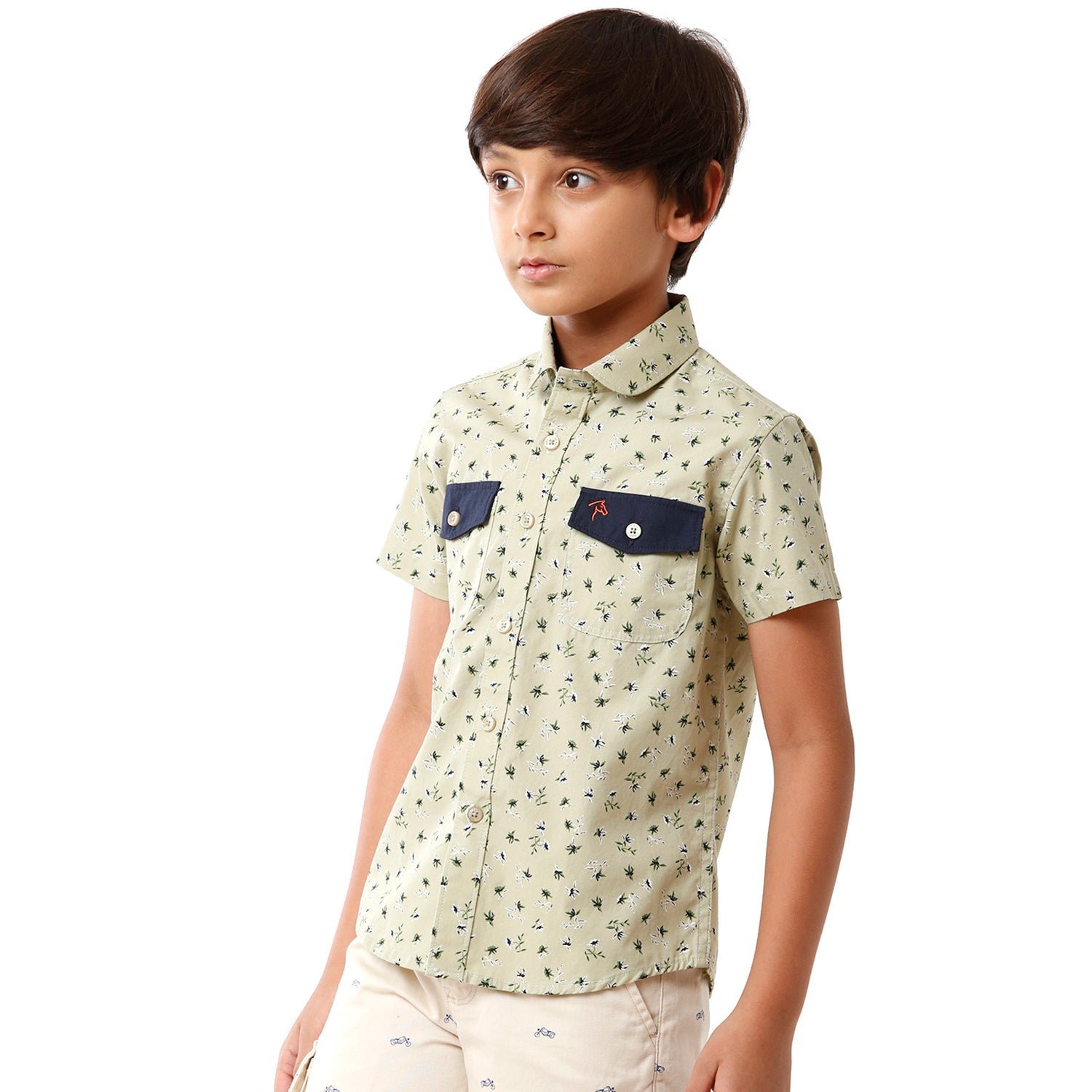 Classic Polo Bro Boys Printed Half Sleeve Slim Fit Light Green Color Shirt - BBSH S2 07 B Shirts Classic Polo 