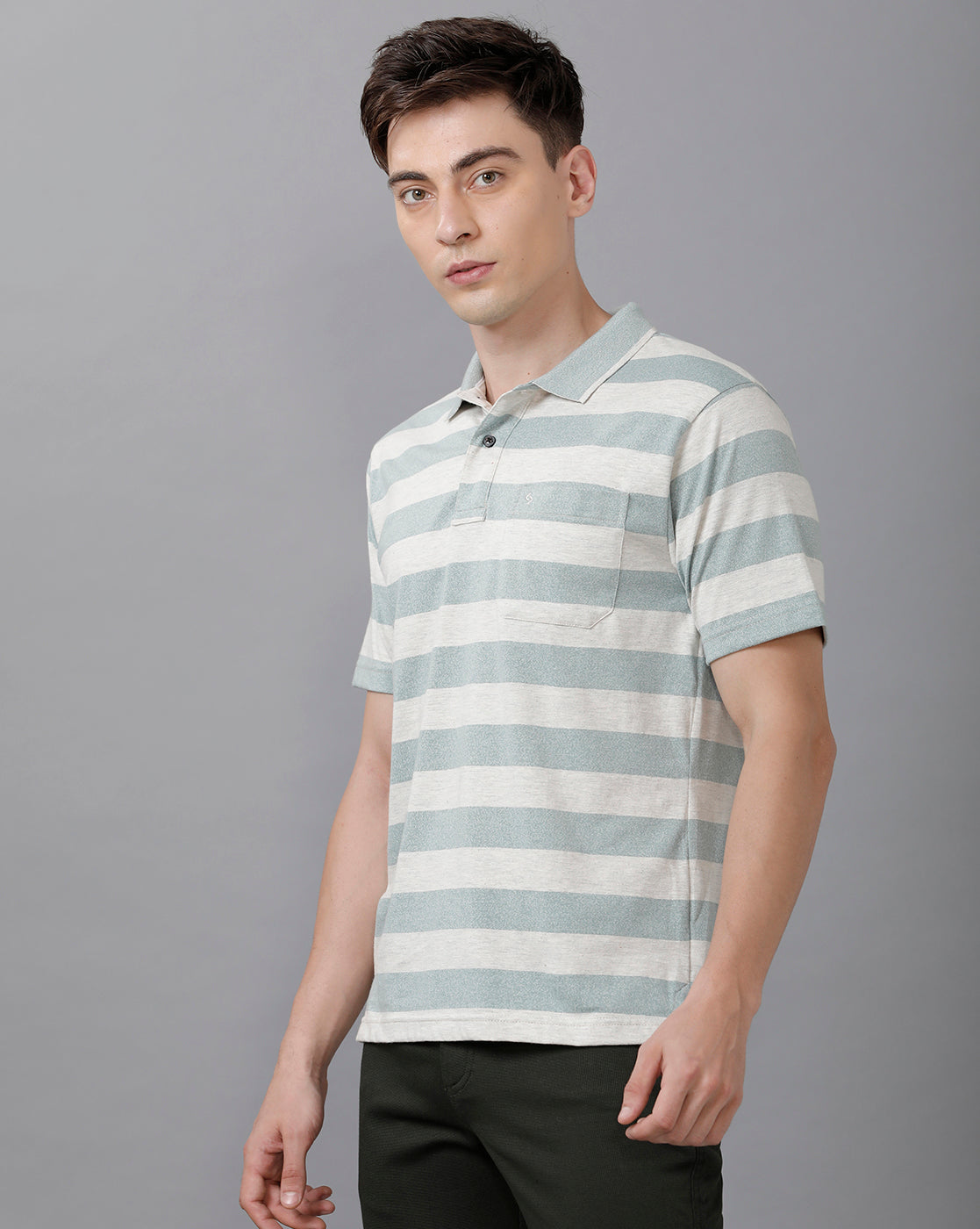 Classic Polo Mens Cotton Blend Striped Half Sleeve Authentic Fit Polo Neck Multicolor T-Shirt | Mel 214 B