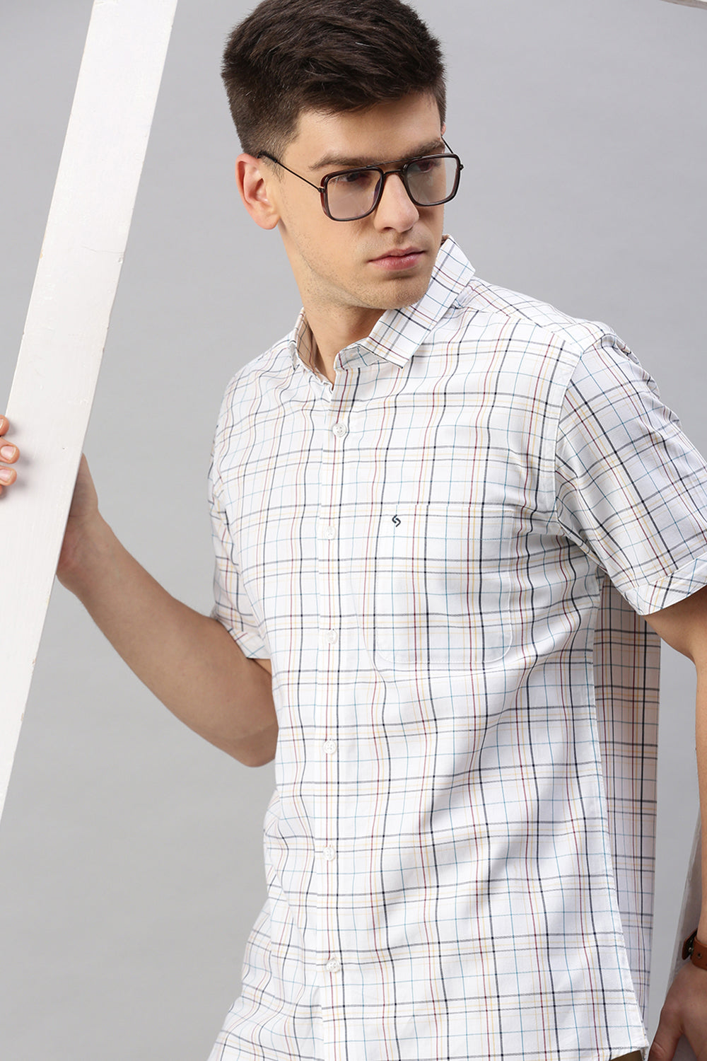 Classic Polo Men's Cotton Half Sleeve Checked Slim Fit Polo Neck Multicolur Woven Shirt | So1-97 A