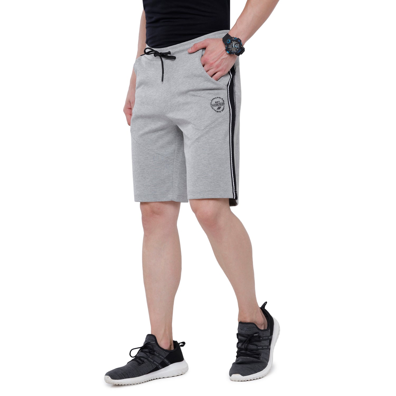 Classic Polo Men's White Melange Printed Slim Fit Stylish Shorts - Cielo - 03 B Shorts Classic Polo 