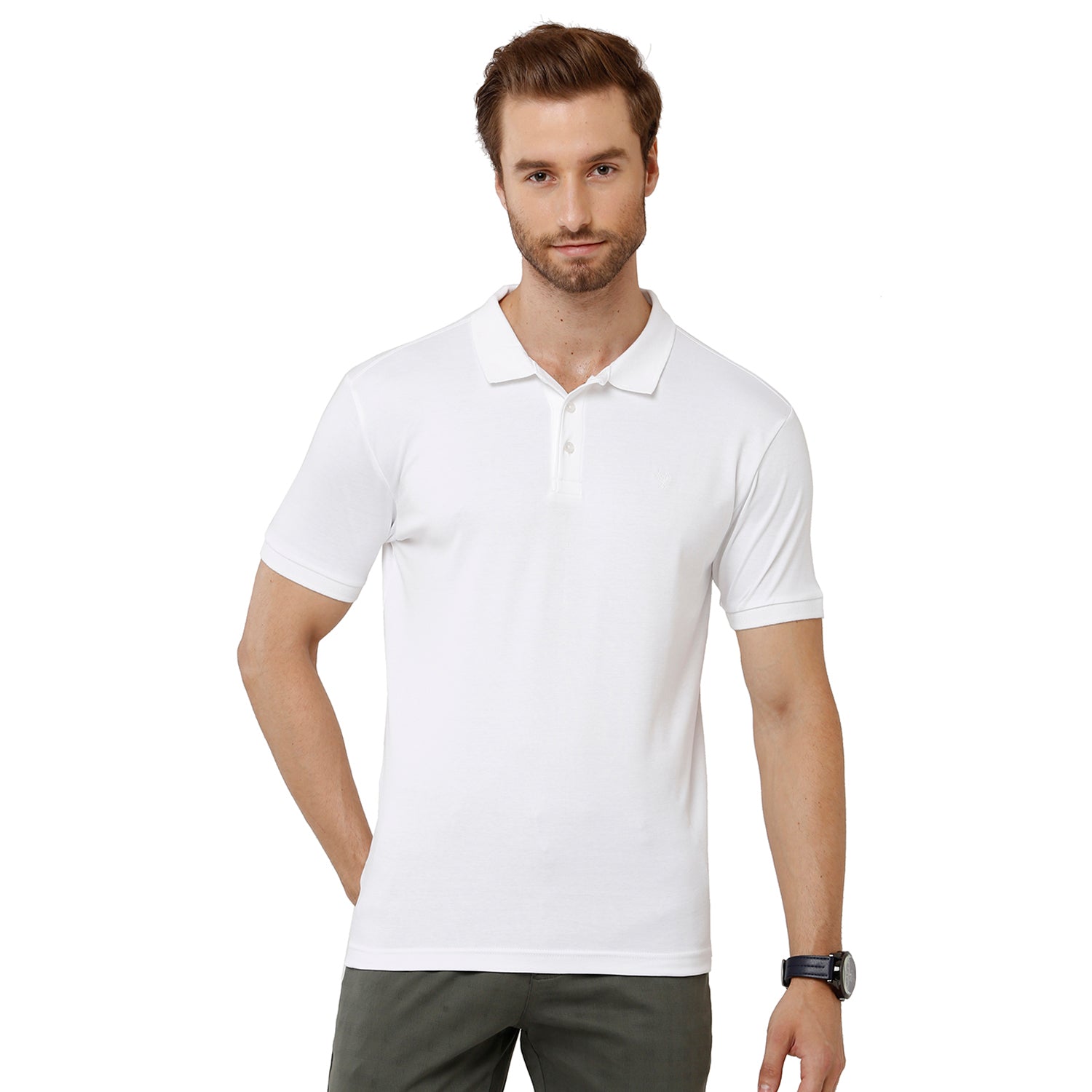 Classic Polo Mens 100% Cotton Half Sleeve Solid Slim Fit White Color Polo Neck T-Shirt - UNICO 59 A T-shirt Classic Polo 