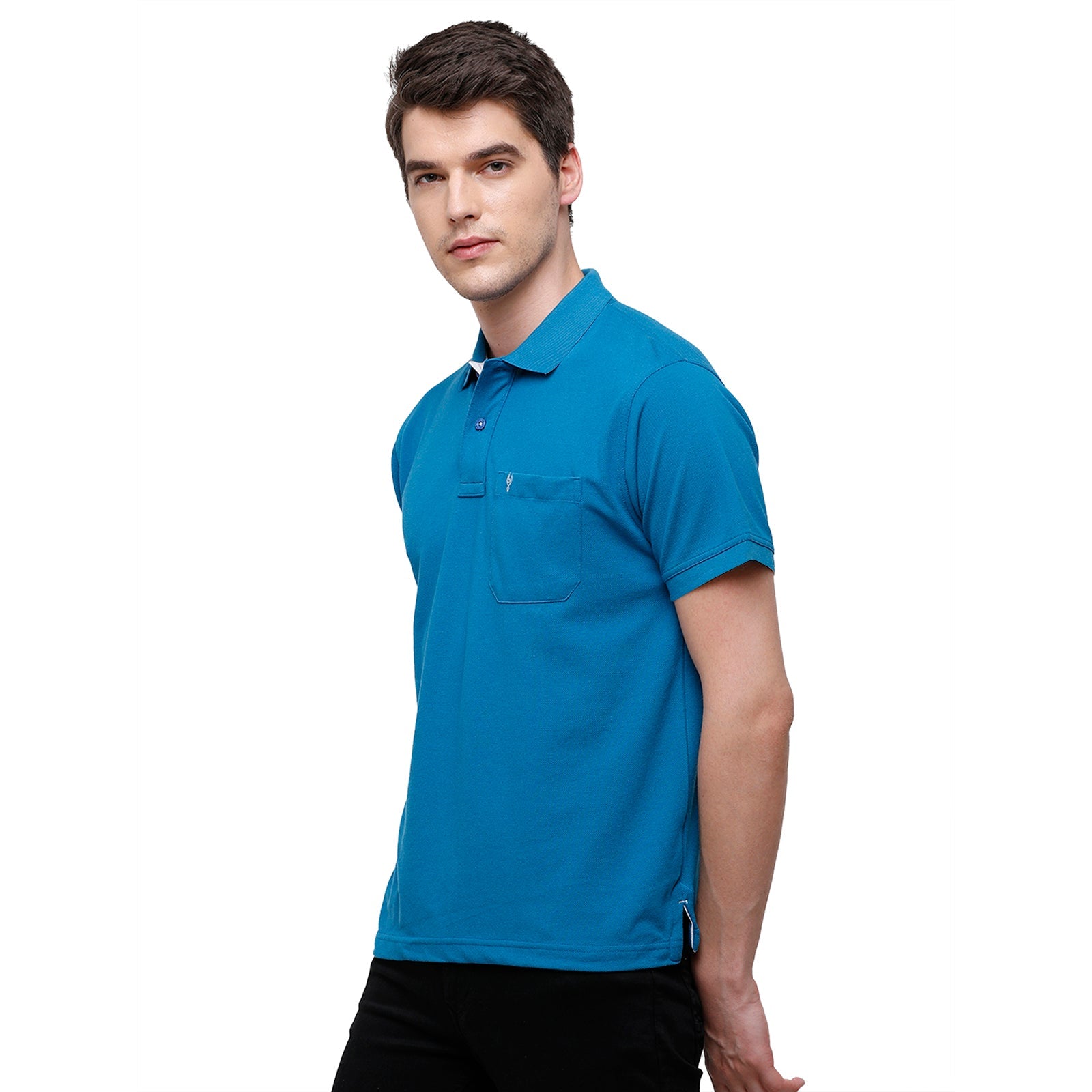 Classic Polo Ocean Blue Polo Neck Authentic Fit T Shirt Men - 4SSN 208 T-shirt Classic Polo 