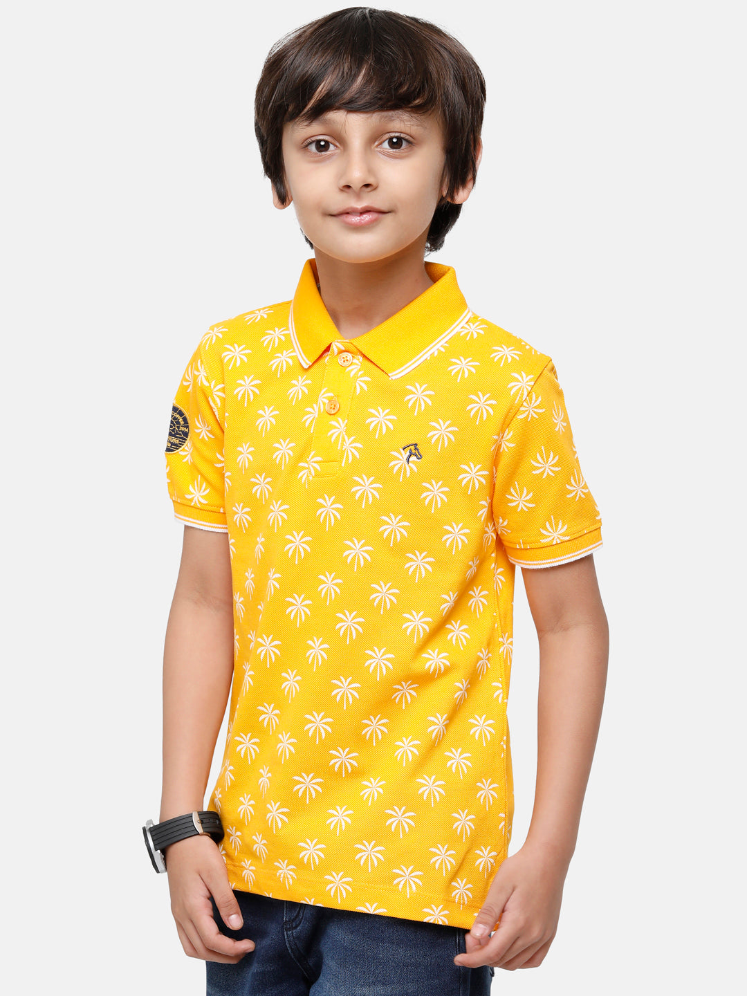CP Boys Yellow Printed Slim Fit Polo Neck T-Shirt T-shirt Classic Polo 