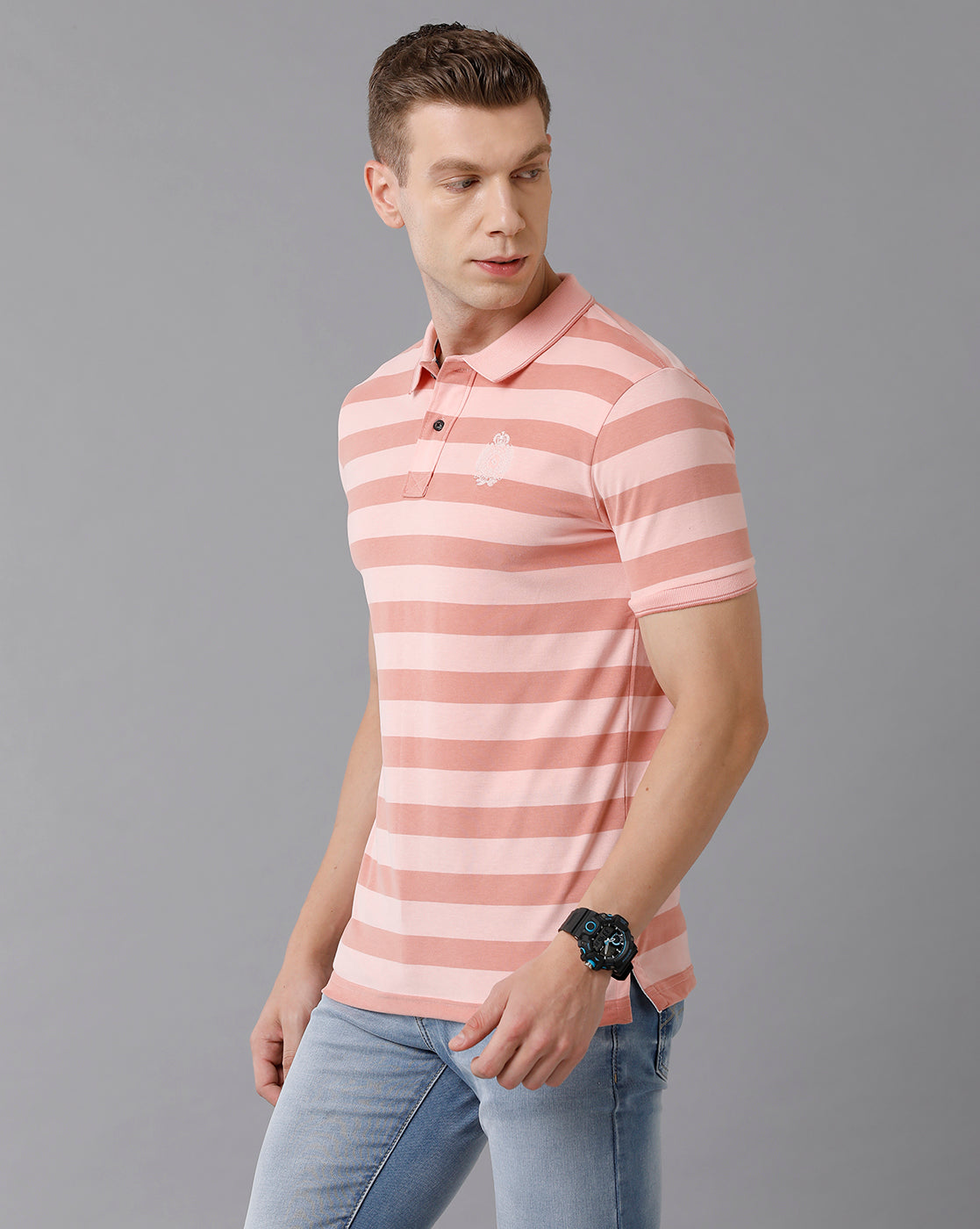 Classic Polo Men's Cotton Striped Slim Fit Multicolor T-Shirt | Cpeg - 286 B