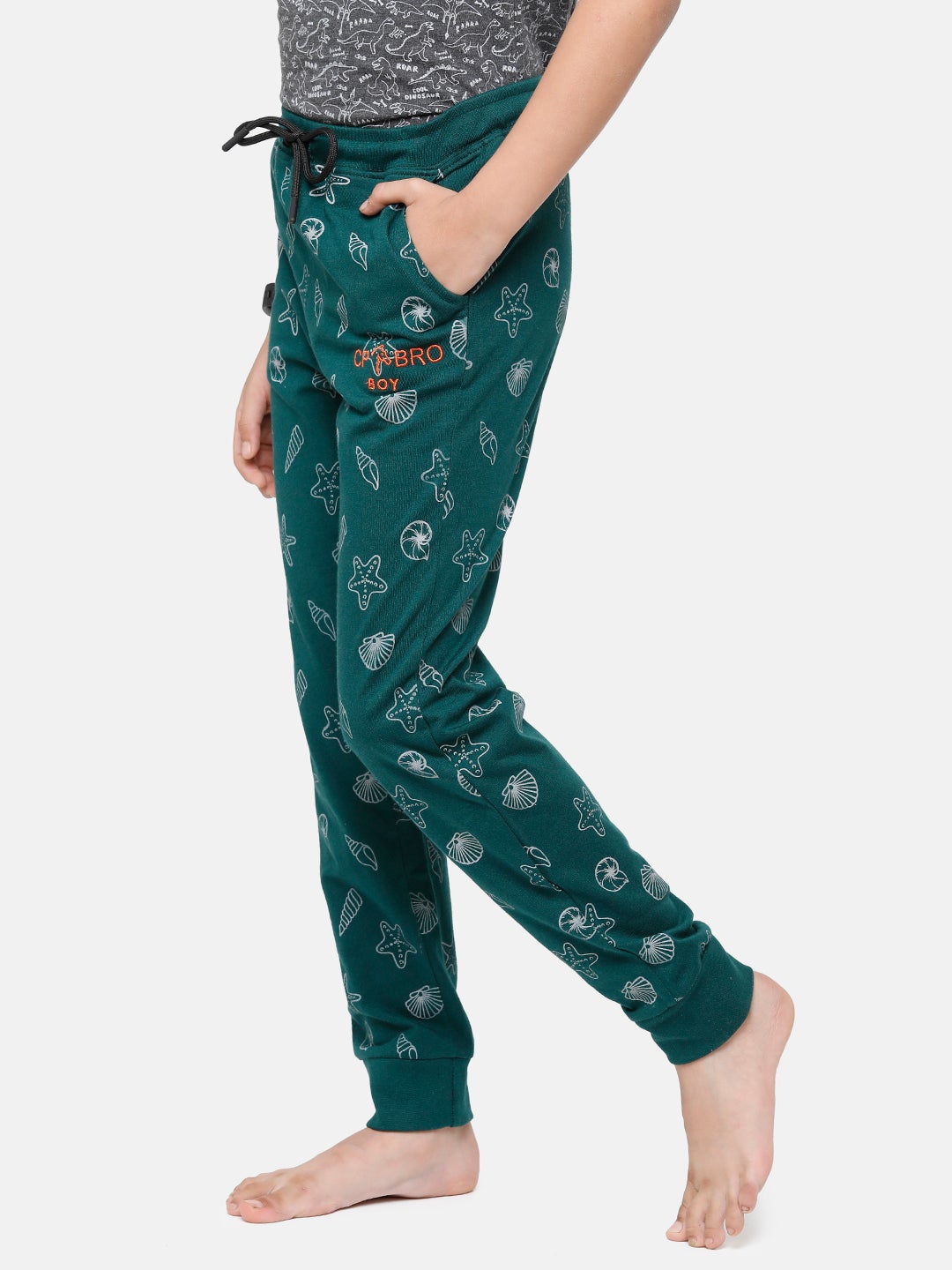 CP Boys Green Printed Slim Fit Track Pant Track Pants Classic Polo 