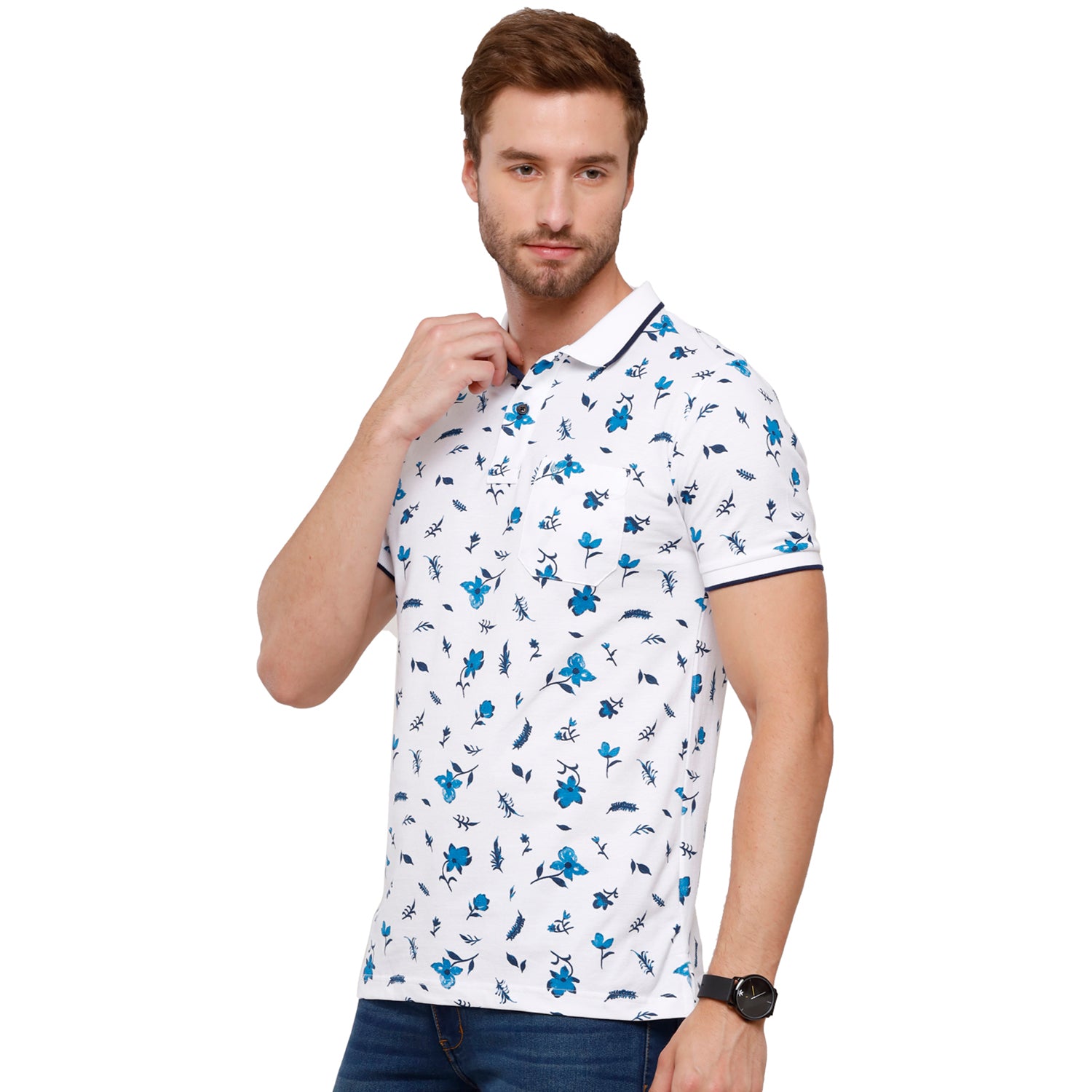 Classic Polo Mens Printed Half Sleeve Slim Fit Polo Neck T-Shirt (BEAU - 162 A SF P) T-shirt Classic Polo 