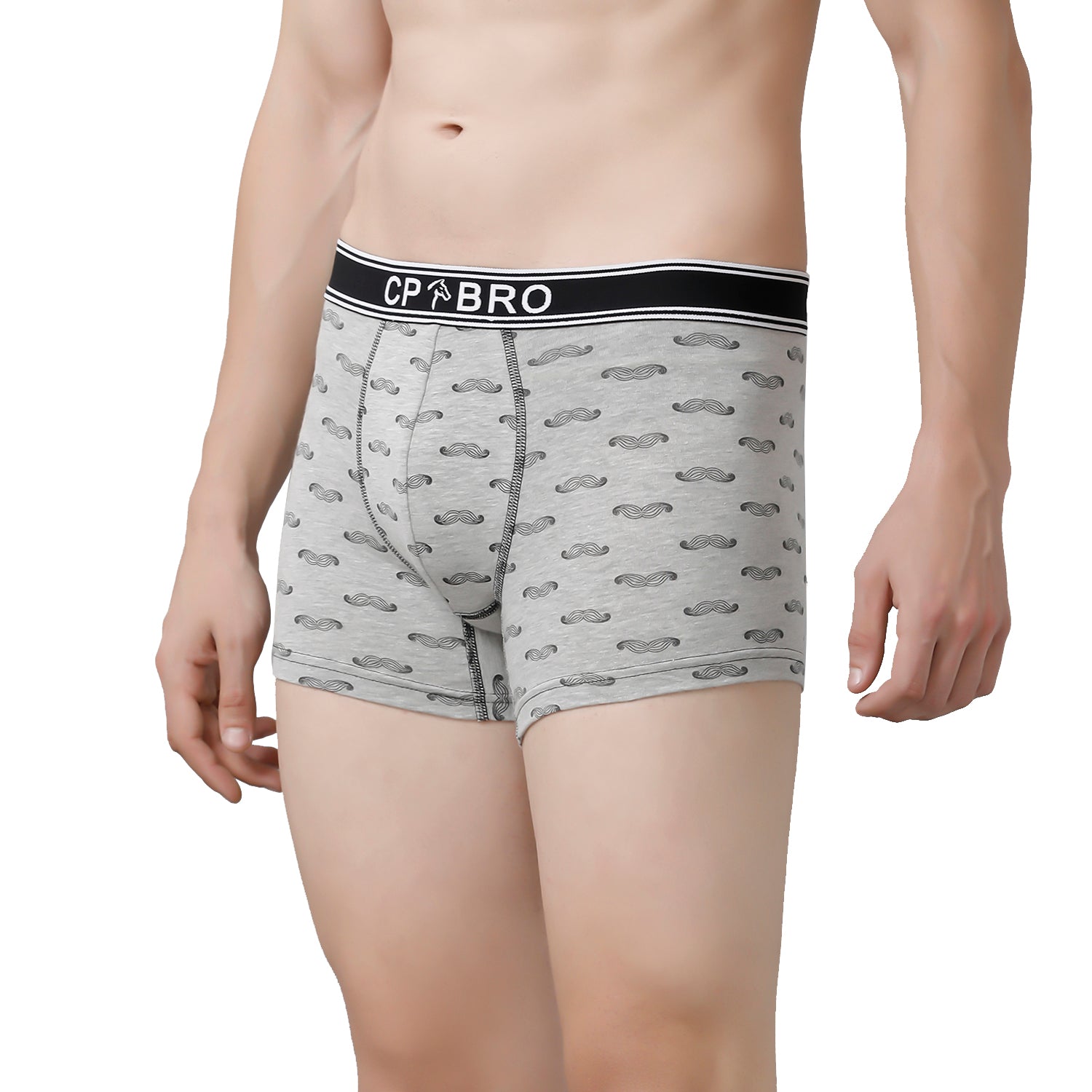 CP BRO Men's Printed Trunks with Exposed Waistband Value Pack - Grey (Pack of 2)