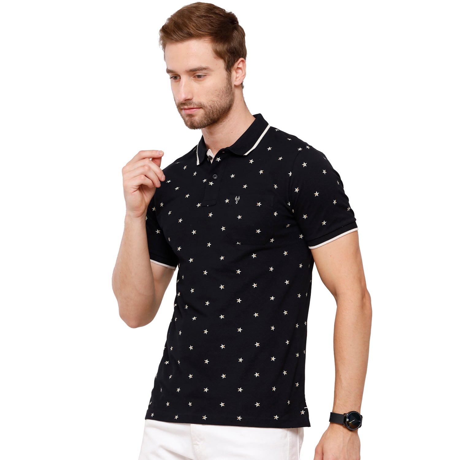 Classic Polo Mens Printed Half Sleeve Slim Fit Polo Neck T-Shirt (BEAU - 161 B SF P) T-shirt Classic Polo 