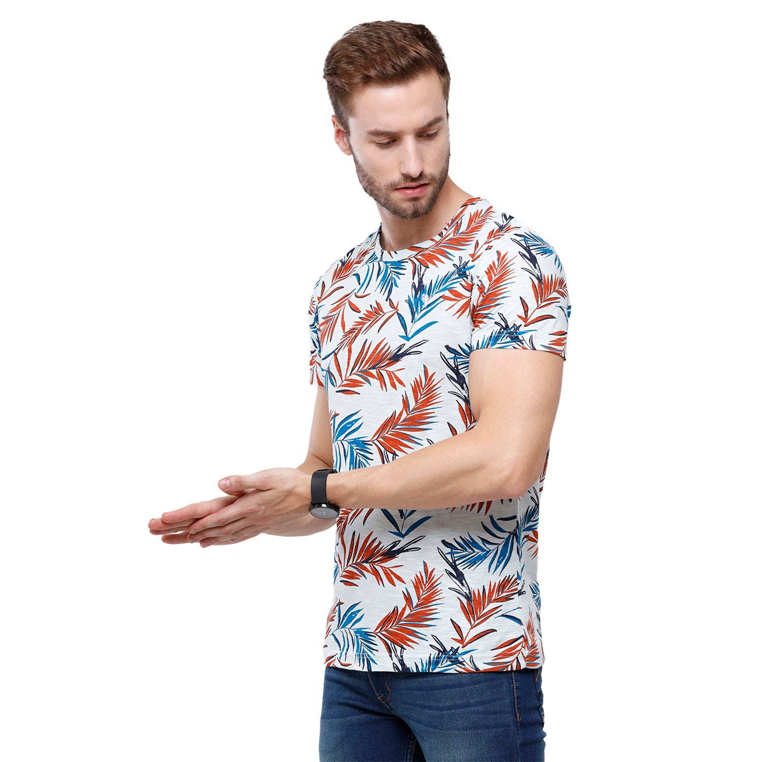 Swiss Club Mens Multi Printed Slim Fit Half Sleeve Round Neck T-Shirt (CUB - 47 B SF C) T-shirt Swiss Club 