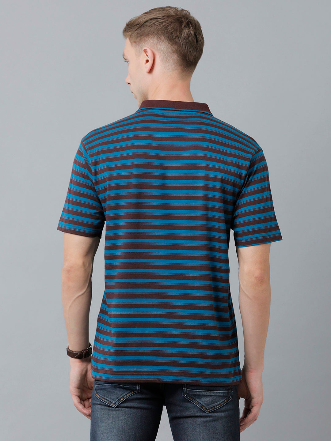 Classic Polo Men's Cotton Half Sleeve Striped Authentic Fit Polo Neck Multicolor Color T-Shirt | Feeders - 221 B