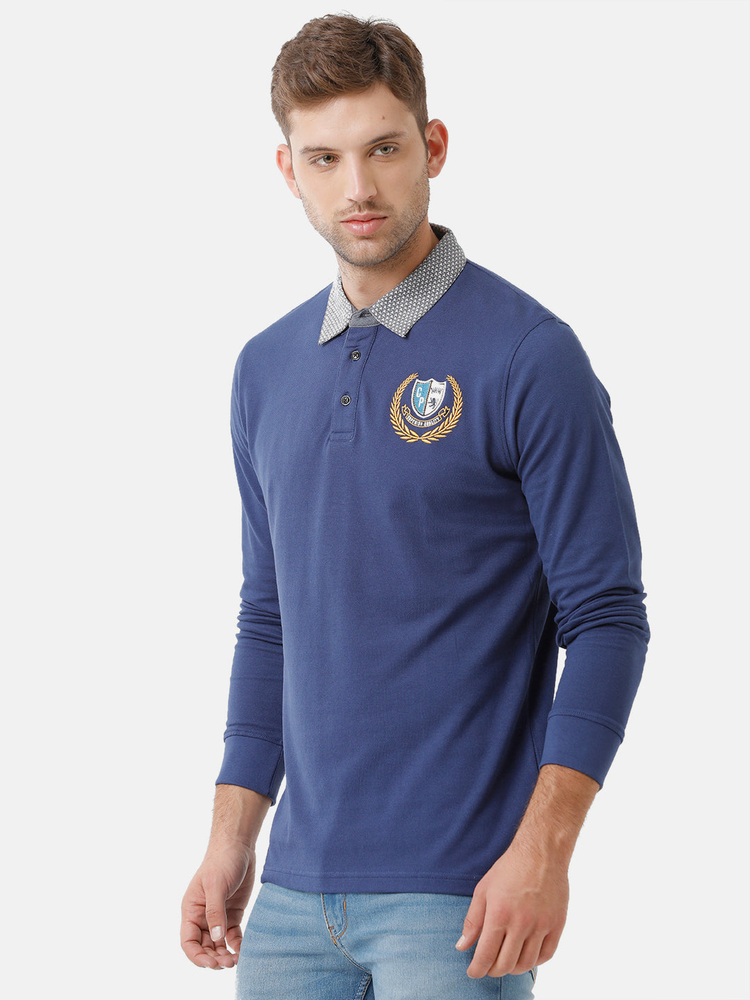 Classic Polo Mens Cotton Full Sleeve Solid Slim Fit Polo Neck Royal Blue Color T-Shirt | Verno 252 A