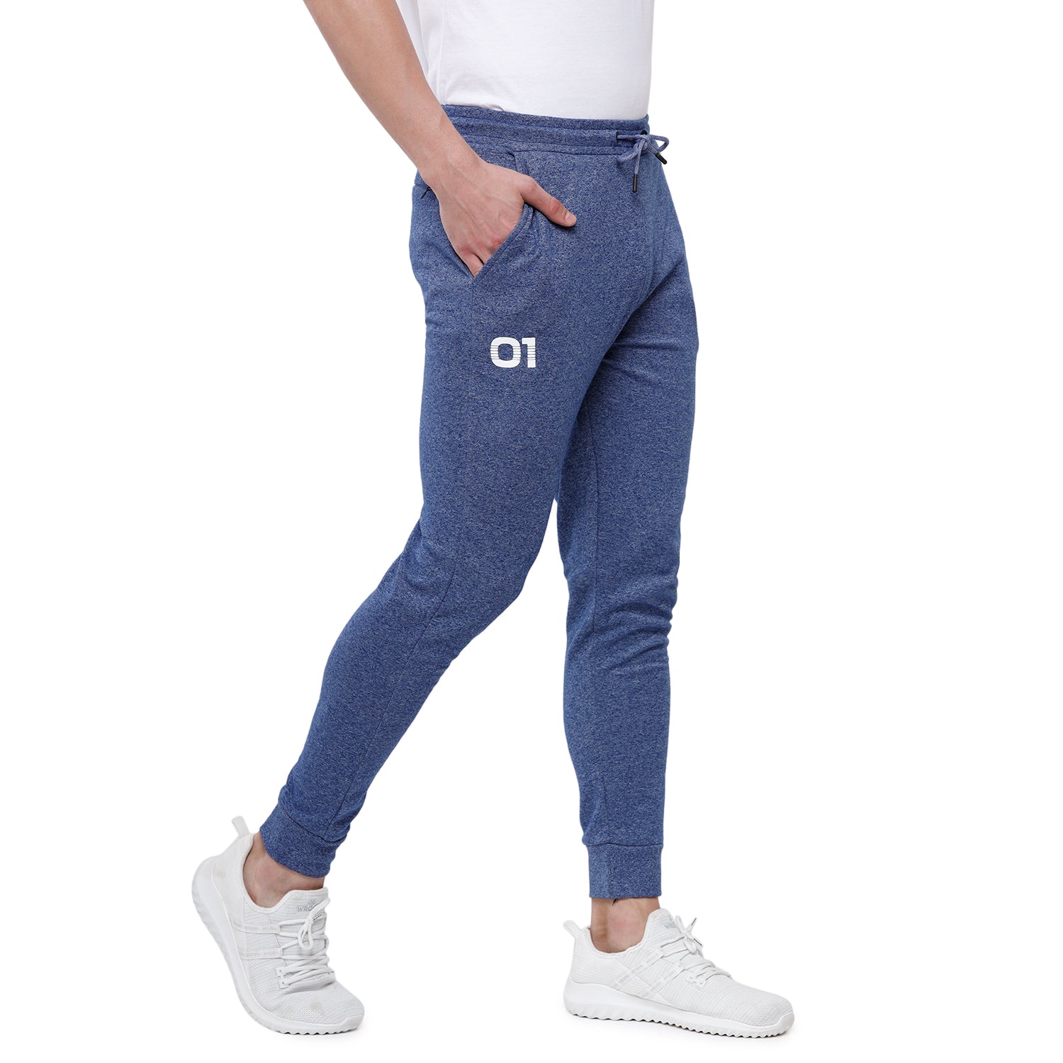 Classic Polo Men's Blue Solid Mélange Slim Fit Sport Jogger Pant - Gioz-04 A Track Pants Classic Polo 