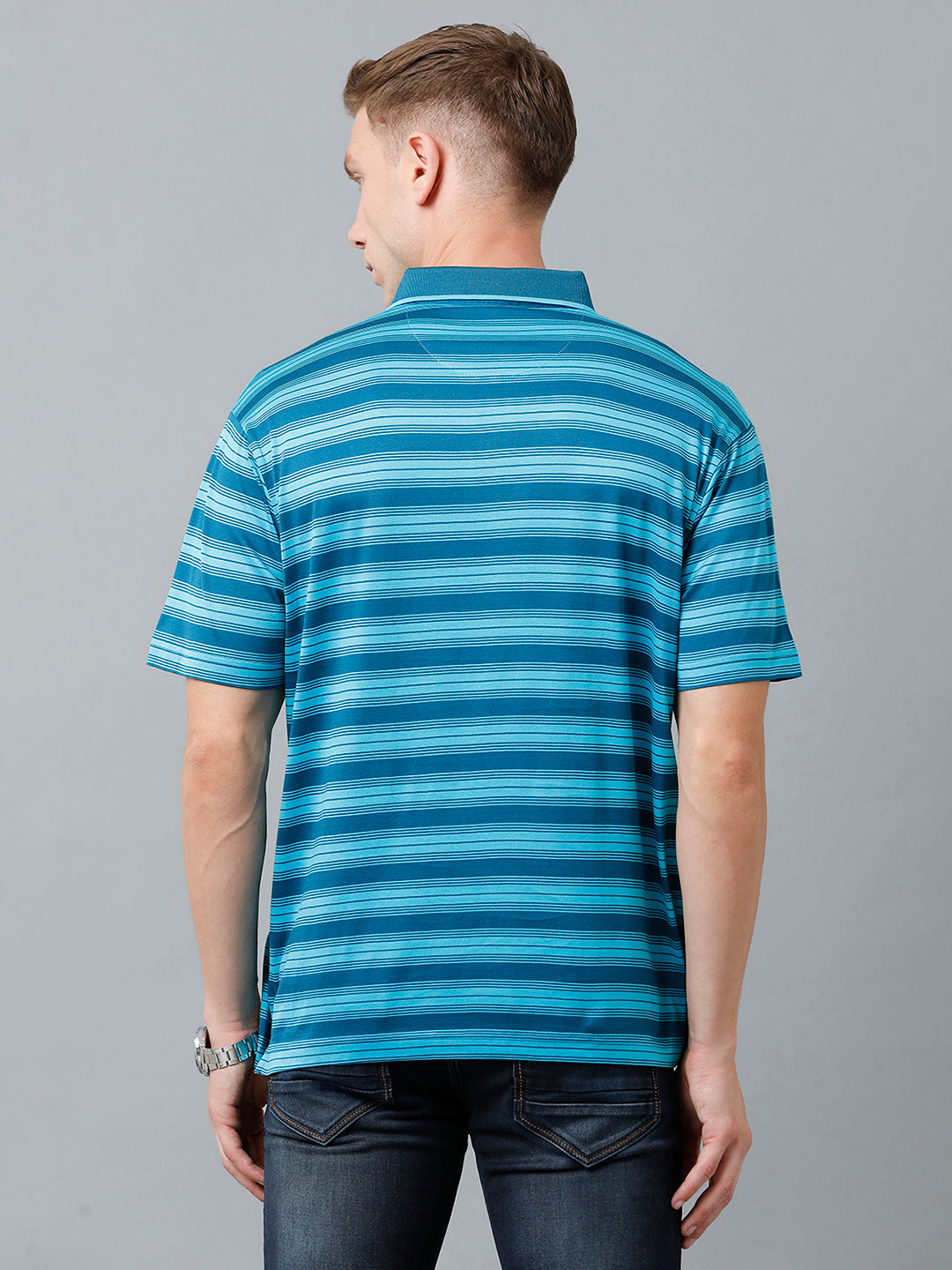 Classic Polo Men's Cotton Half Sleeve Striped Authentic Fit Polo Neck Multicolor Color T-Shirt | Ultimo - 305 A