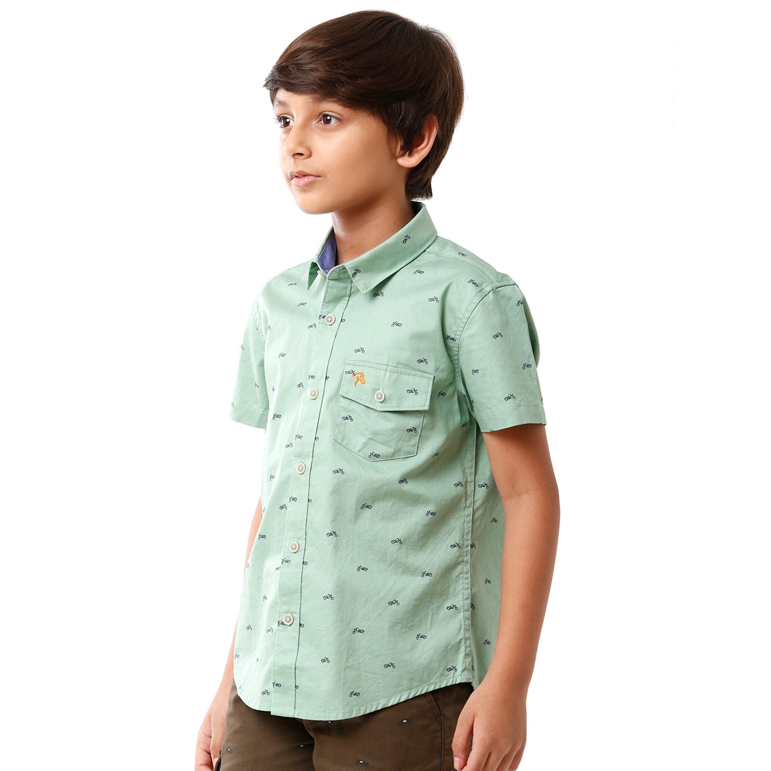 Classic Polo Bro Boys Printed Half Sleeve Slim Fit Green Color Shirt - BBSH S2 29 B Shirts Classic Polo 