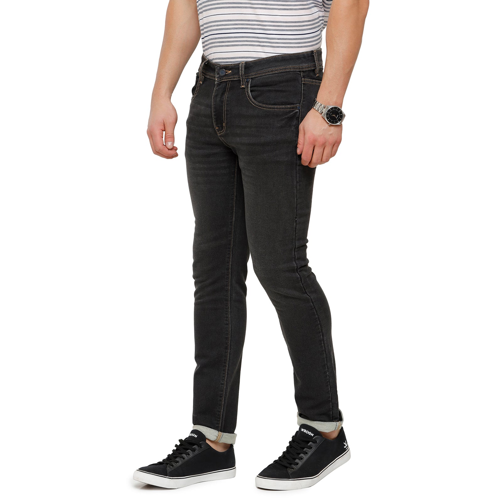 Classic Polo Mens Solid Cotton Blended Dark Grey Denim ( CPDM2-01L-DGR-SL-LY ) Jeans Classic Polo 
