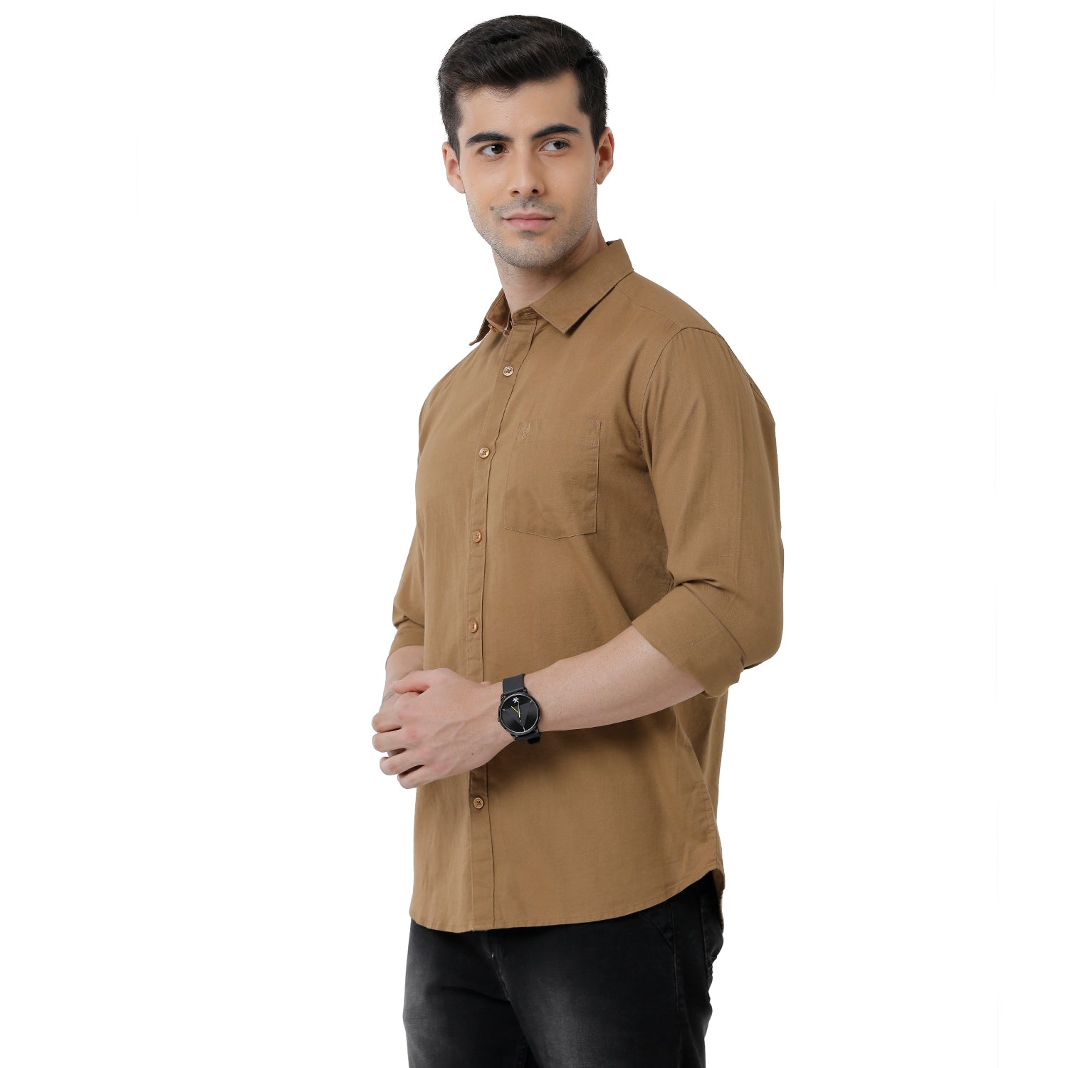 Classic Polo Mens Solid Slim Fit Full Sleeve Brown Color Shirt - SN1-111 B Shirts Classic Polo 
