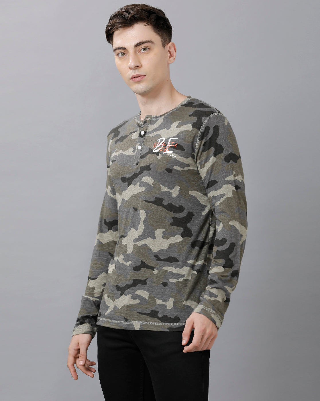 CP BRO Men's Cotton Printed Full Sleeve Slim Fit Round Neck Multicolor T-Shirt | Brcn 503 B