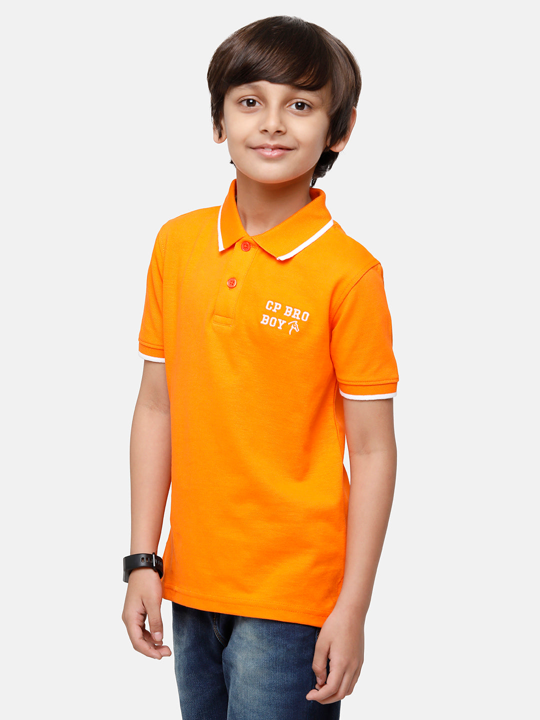 CP Boys Orange Solid Slim Fit Polo Neck T-Shirt T-shirt Classic Polo 