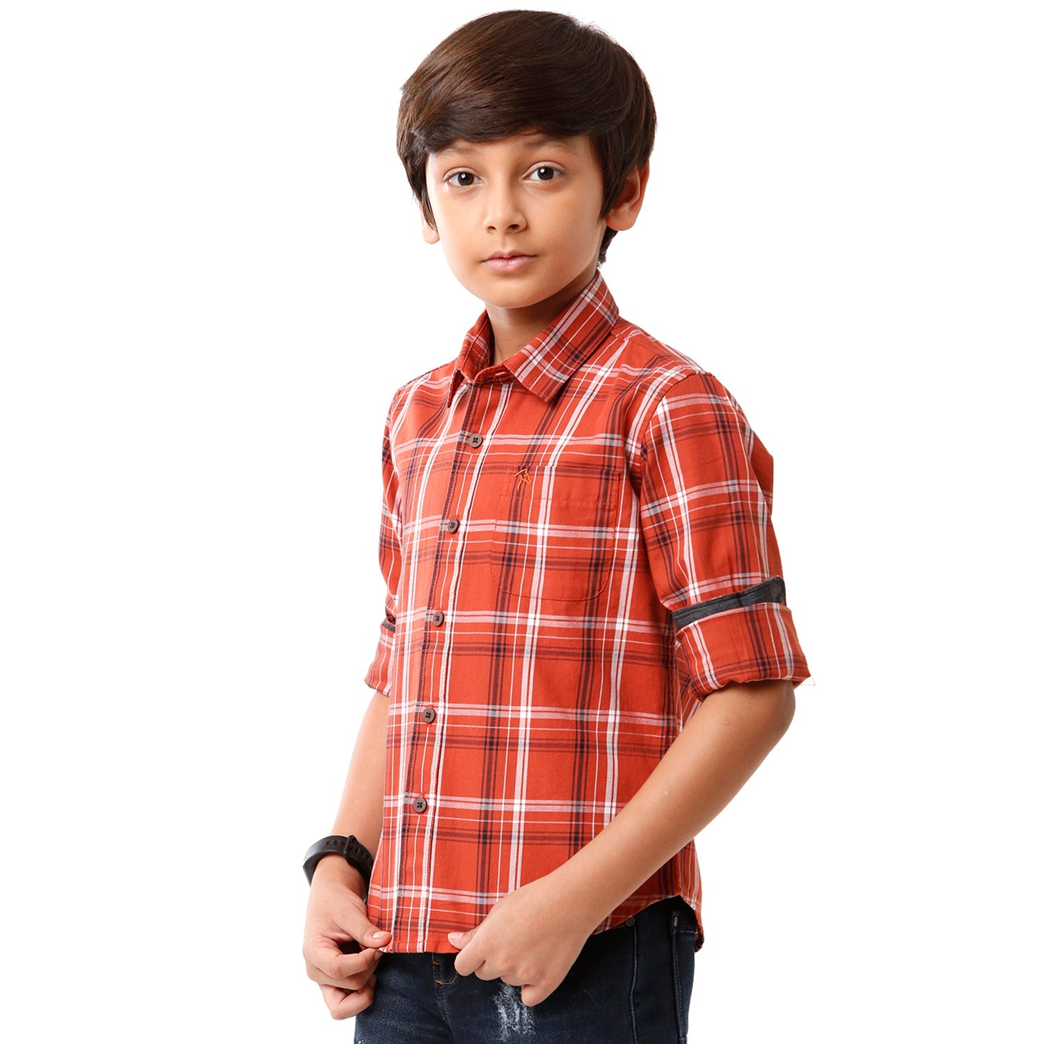 Classic Polo Bro Boys Checked Full Sleeve Slim Fit Red Color Shirt - BBSH S2 25 A Shirts Classic Polo 