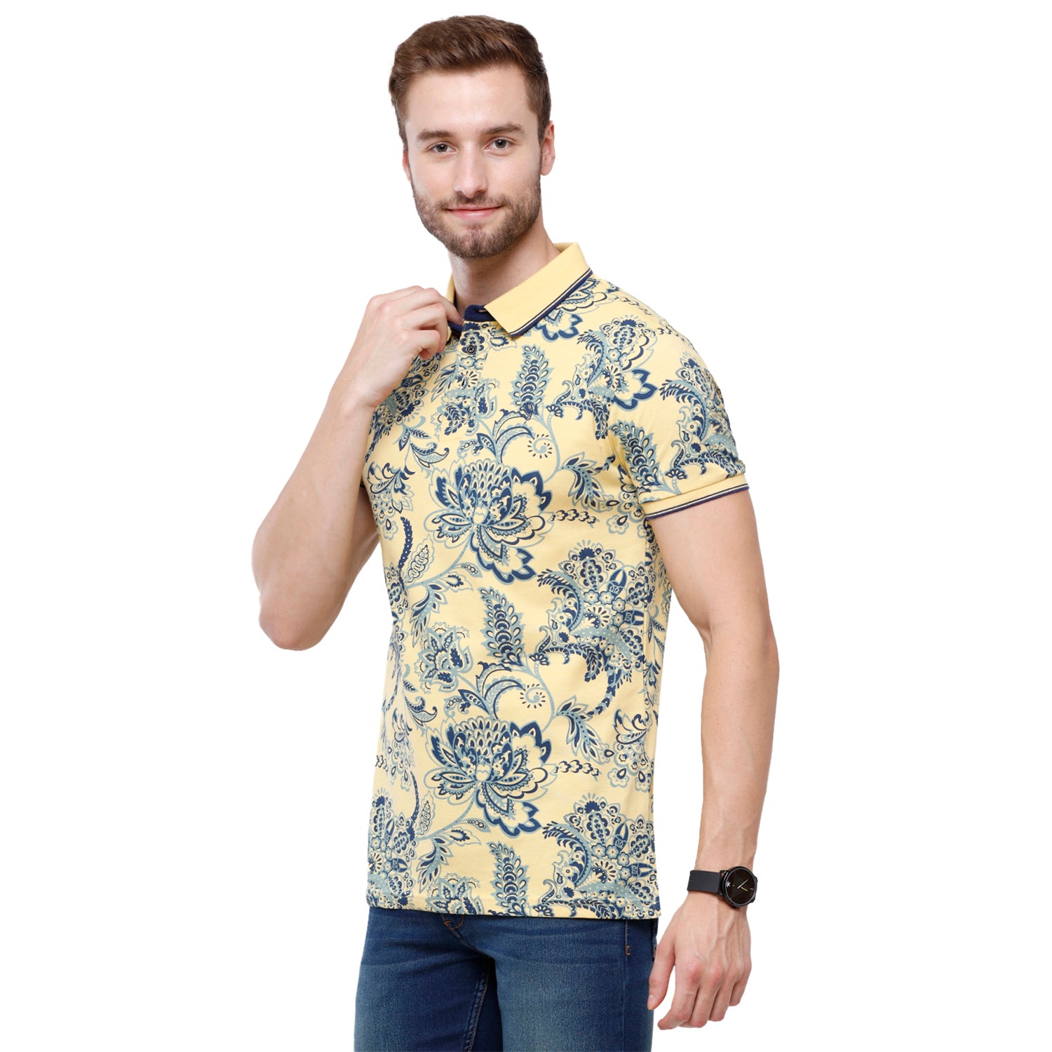 Swiss Club Mens Printed Slim Fit Half Sleeve Polo Neck T-Shirt (STAG - 208 A SF P) T-shirt Swiss Club 