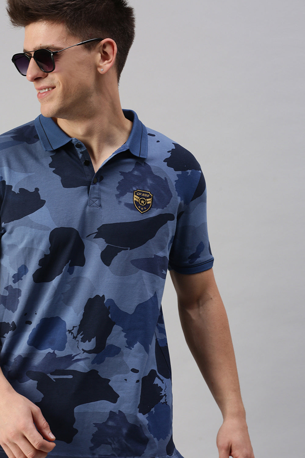 CP BRO Men's Cotton Half Sleeve Printed Slim Fit Polo Neck Multicolor T-Shirt | Brp - 371 B