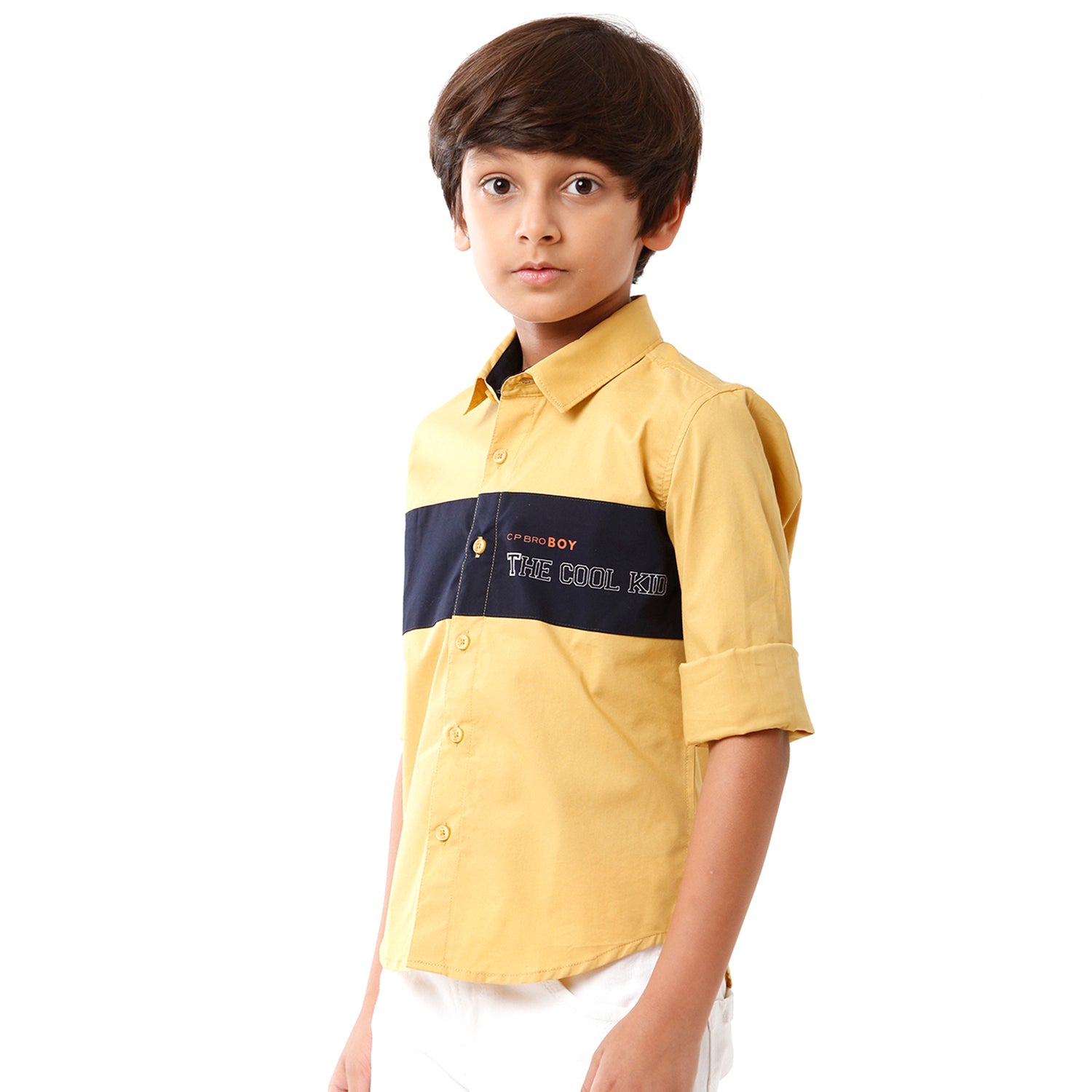 Classic Polo Bro Boys Color Block Full Sleeve Slim Fit Yellow Color Shirt - BBSH S2 39 C Shirts Classic Polo 