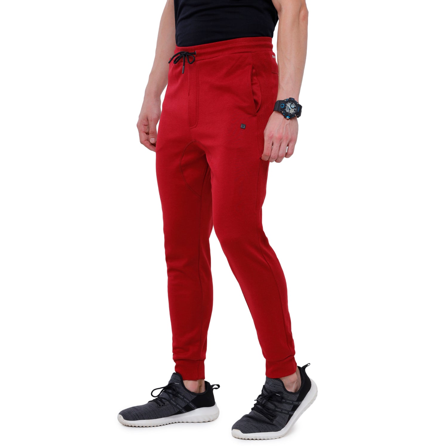 Classic Polo Men's Red Solid Mélange Slim Fit Stylish Jogger Pant - Gioz-03  A - Classic Polo
