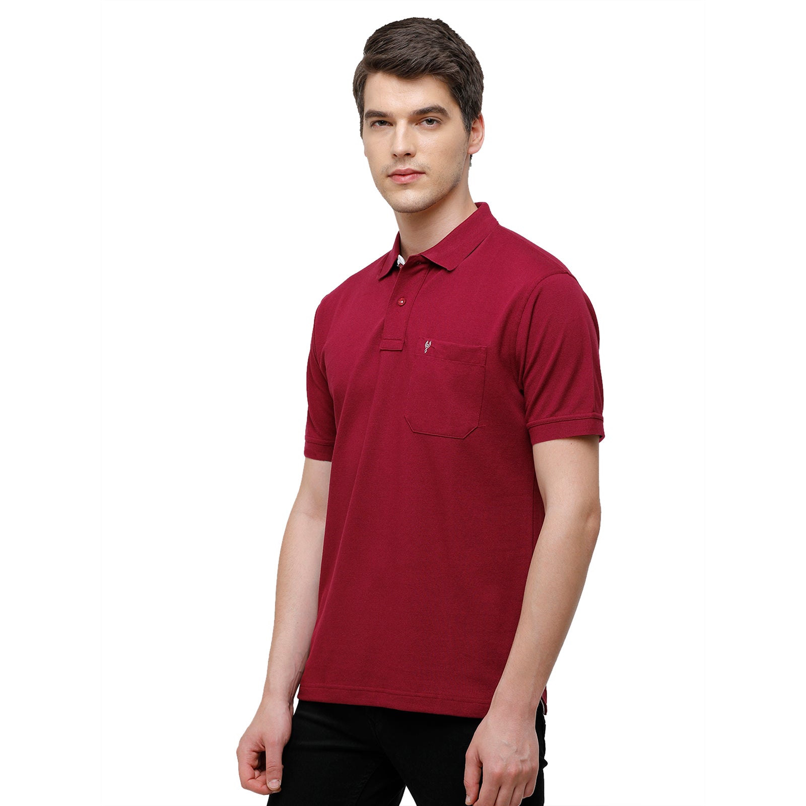Classic Polo Maroon Polo Neck Authentic Fit T Shirt Men - 4SSN 219 T-shirt Classic Polo 