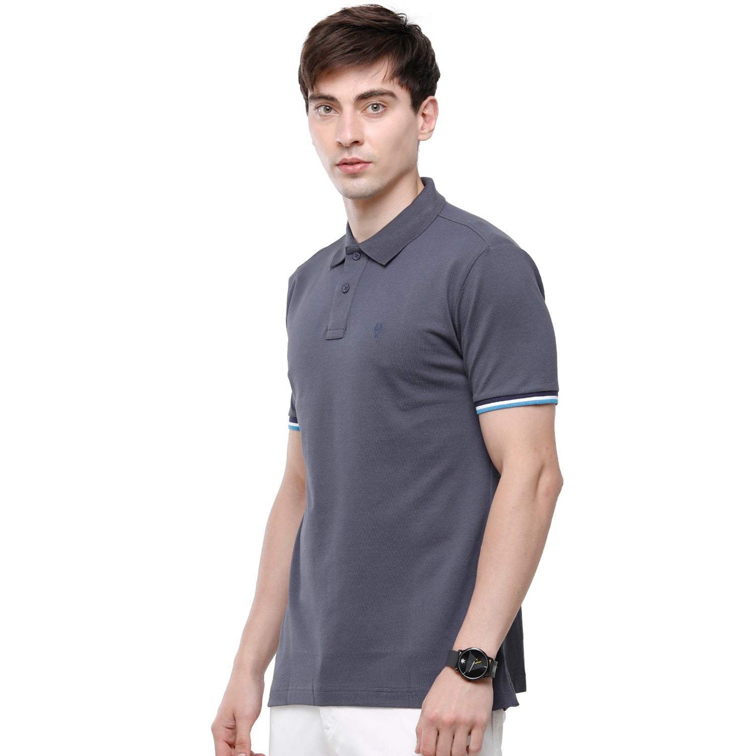 Classic polo Men's Grey Lycra Cotton Stretch Polo Half Sleeve Slim Fit T-Shirt - Tarte Indian Ink T-shirt Classic Polo 