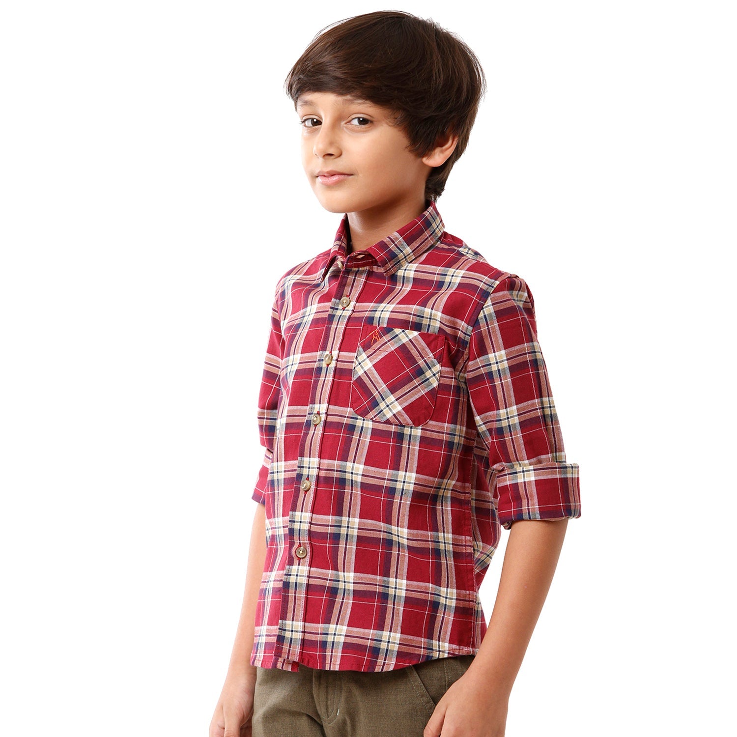 Classic Polo Bro Boys Checked Full Sleeve Slim Fit Desire Red Color Shirt - BBSH S2 26 A Shirts Classic Polo 