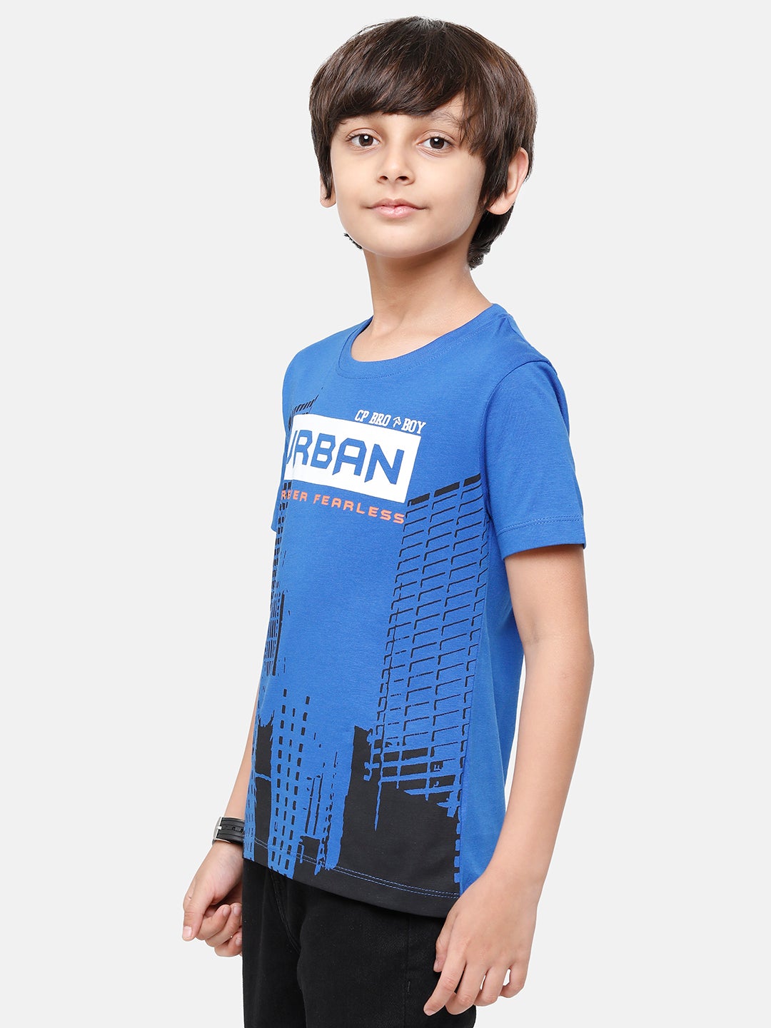 CP Boys Navy Printed Slim Fit Round Neck T-Shirt T-shirt Classic Polo 