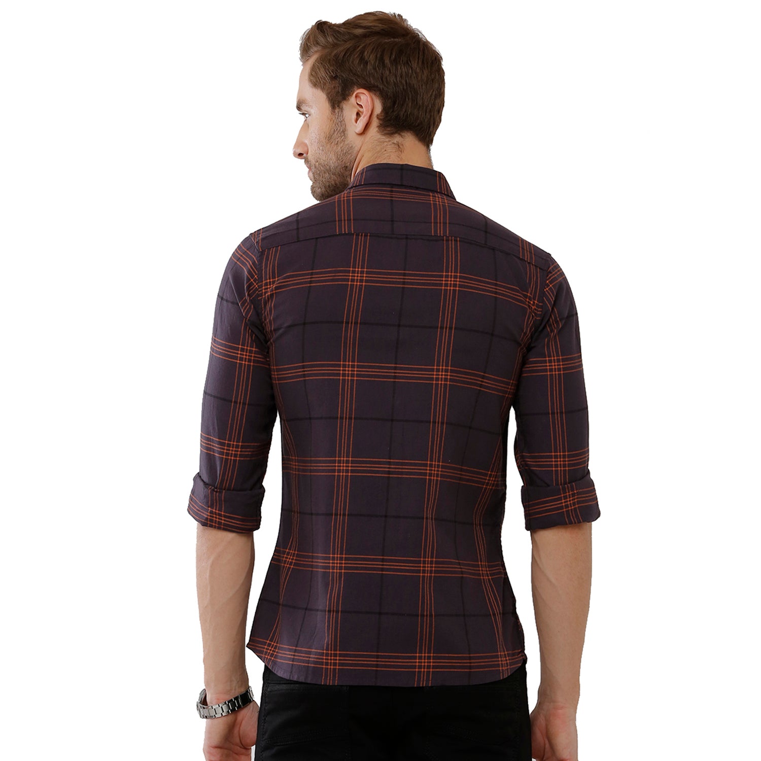 Classic Polo Bro Mens 100% Cotton Checked Full Sleeve Slim Fit Polo Neck Blue Color Woven Shirt (SBN1-58 B-FS-CHK-BSL) Classic Polo 