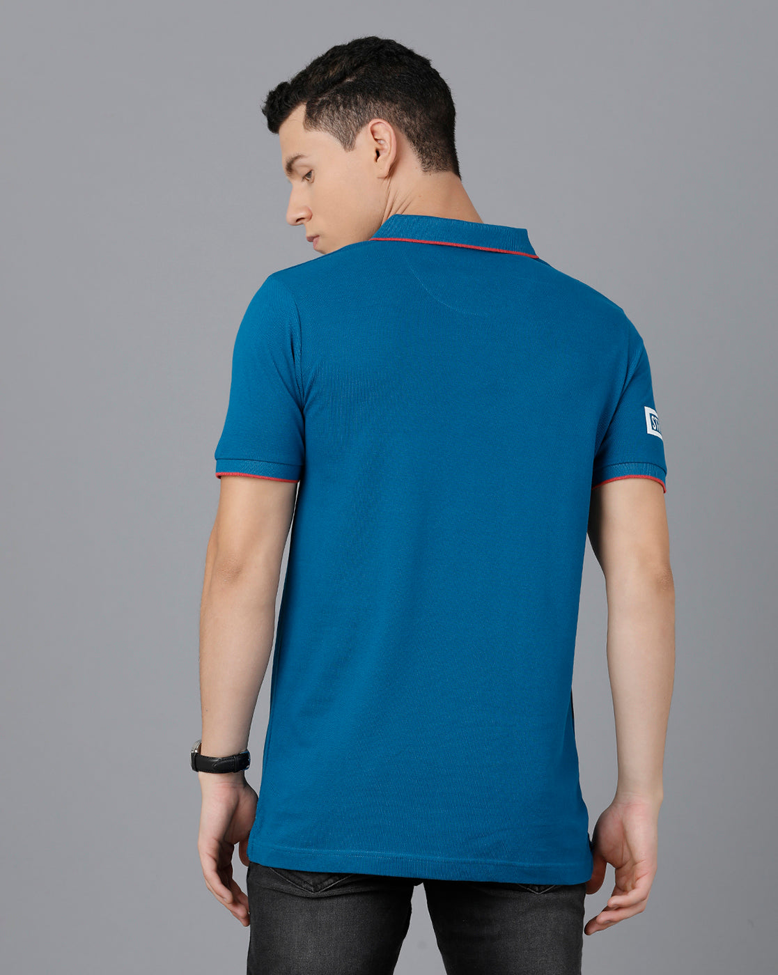 CP BRO Men's Cotton Half Sleeve Printed Slim Fit Blue Color Polo Neck T-Shirt | HS-BRP - 01 B