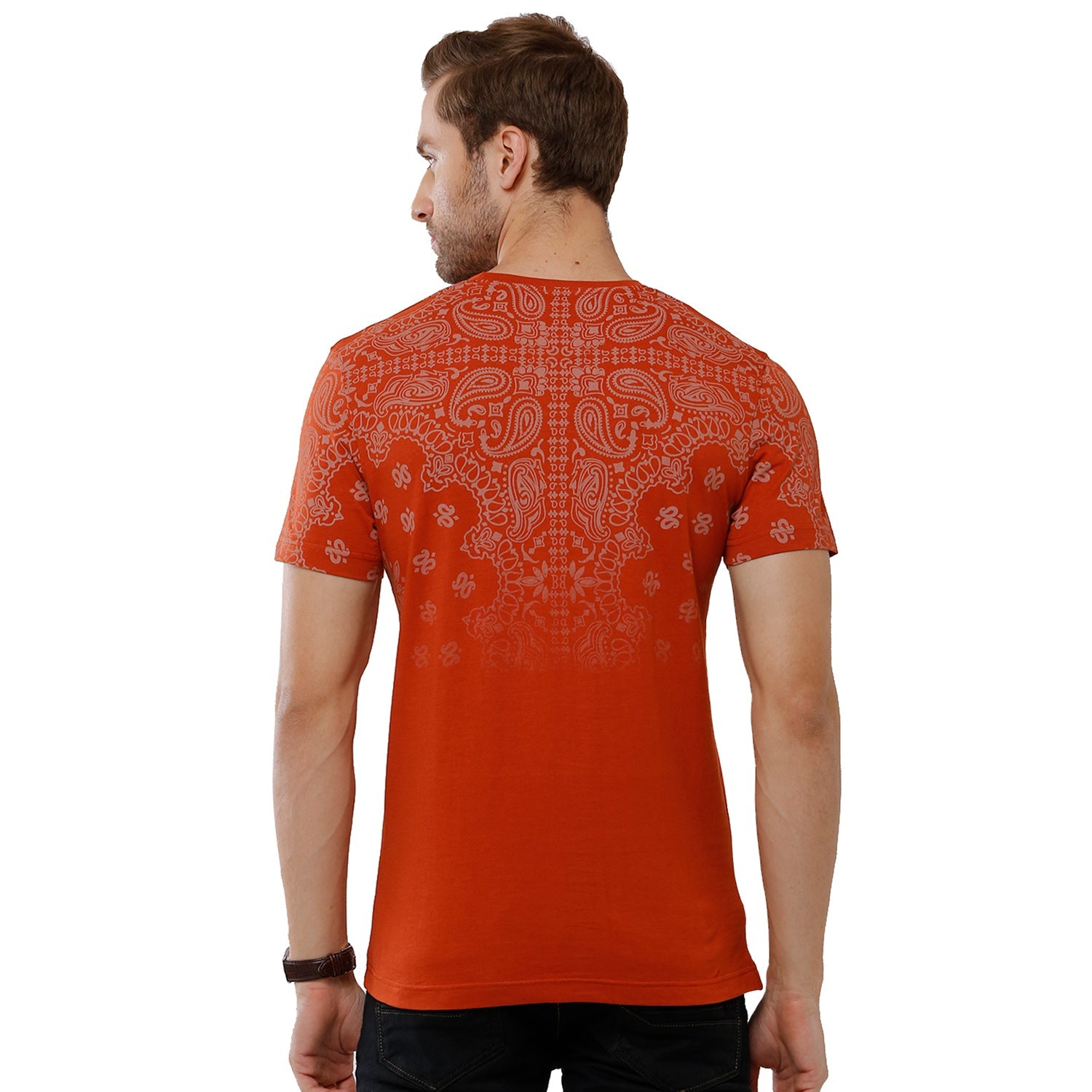 Classic Polo Bro Mens 100% Cotton Printed Half Sleeve Slim Fit Crew Neck Red Color T-Shirt (BRCN - 474 B SF C) Classic Polo 