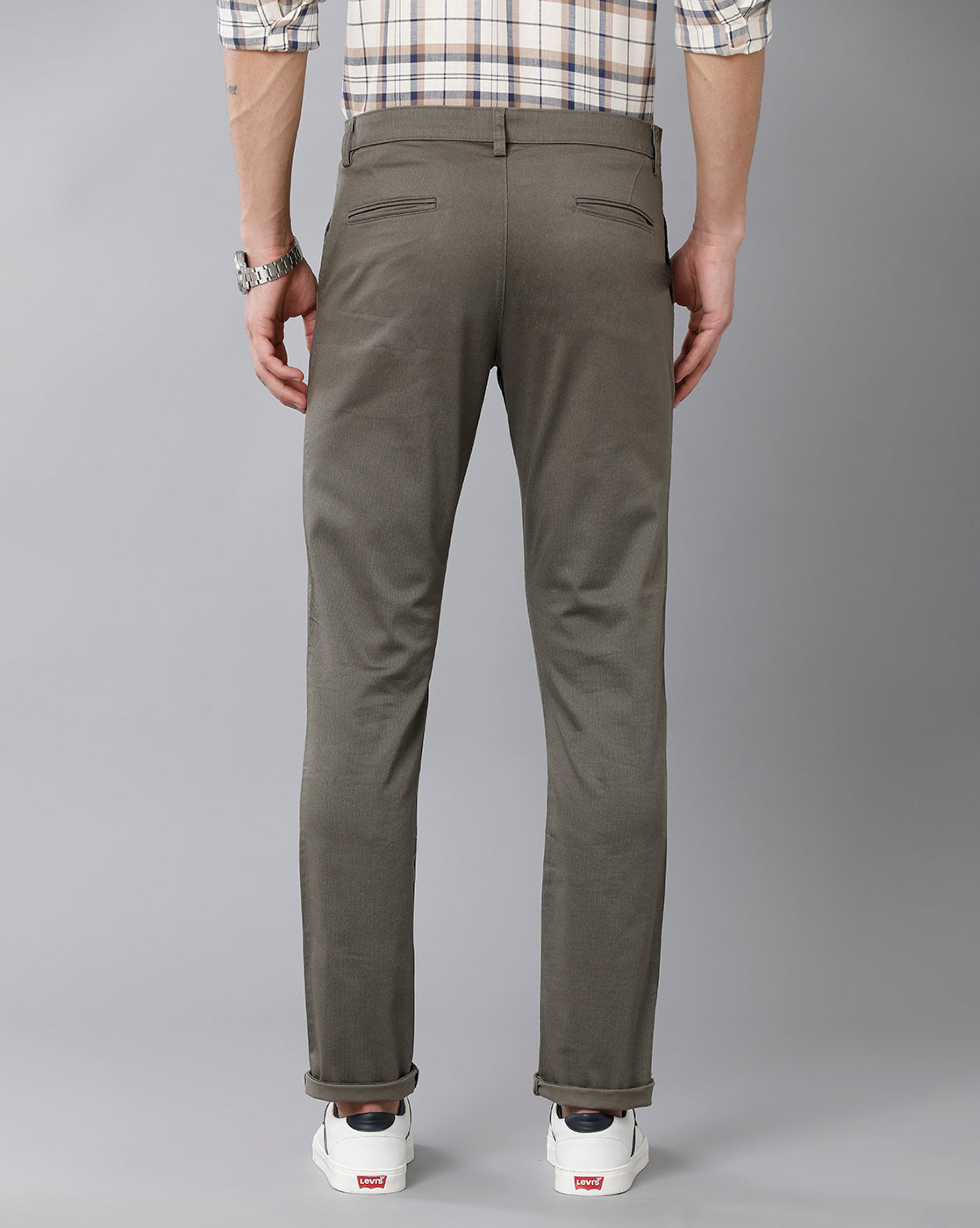 Classic Polo Men's 100% Cotton Moderate Fit Solid Pista Color Trouser | TO1-36 D-PIS