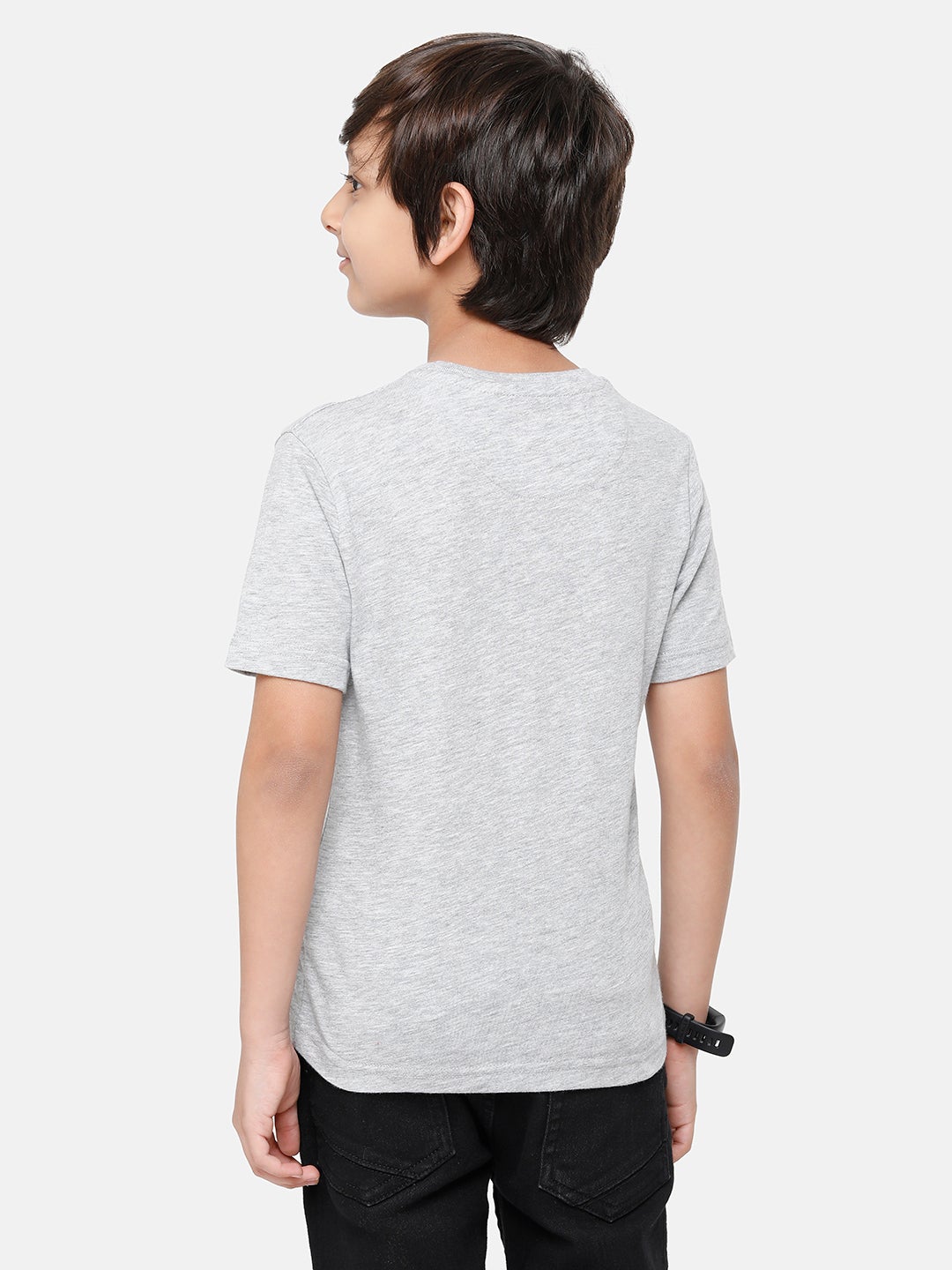 CP Boys Grey Printed Slim Fit Round Neck T-Shirt T-shirt Classic Polo 