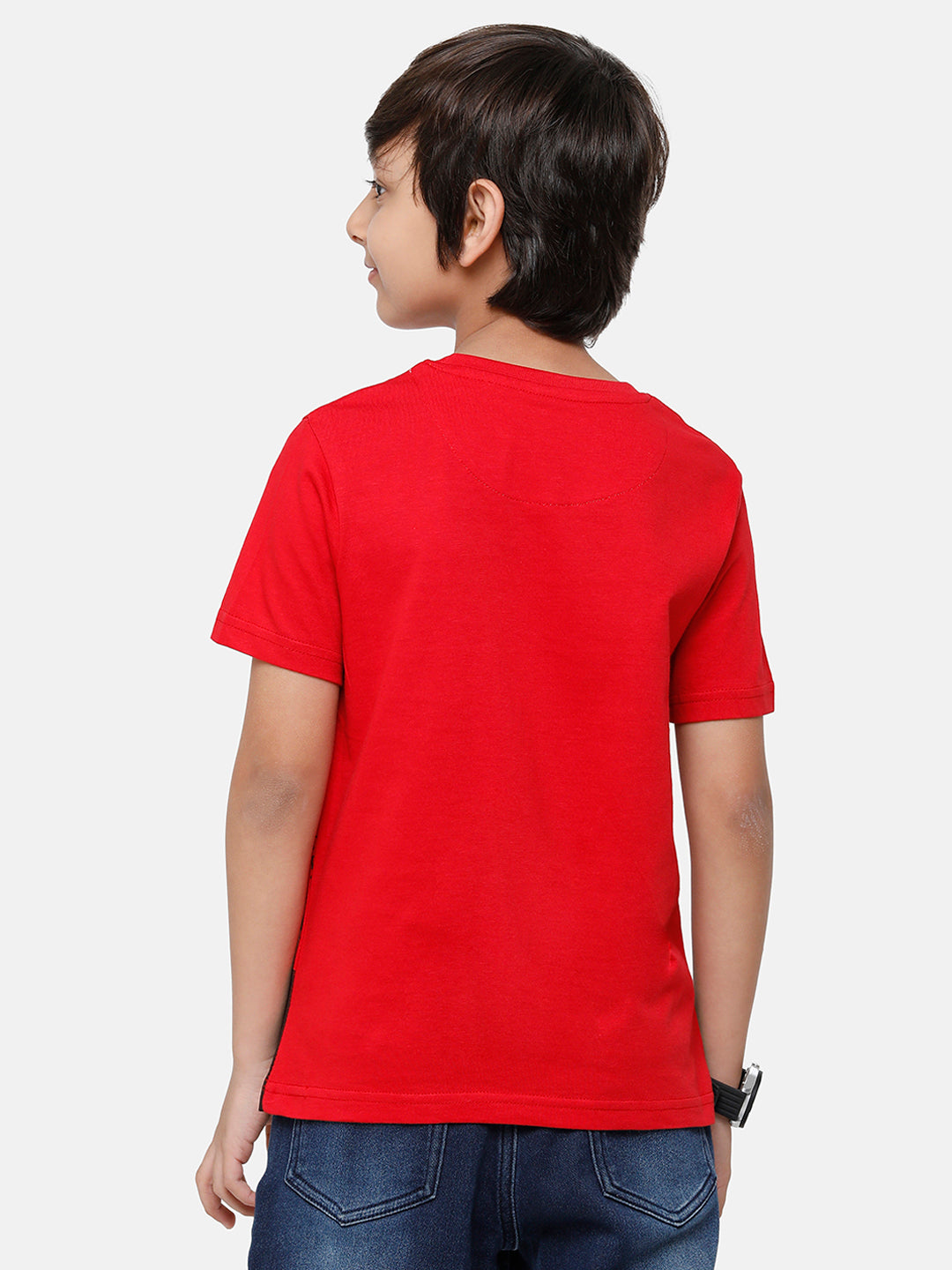 CP Boys Red Printed Slim Fit Round Neck T-Shirt T-shirt Classic Polo 
